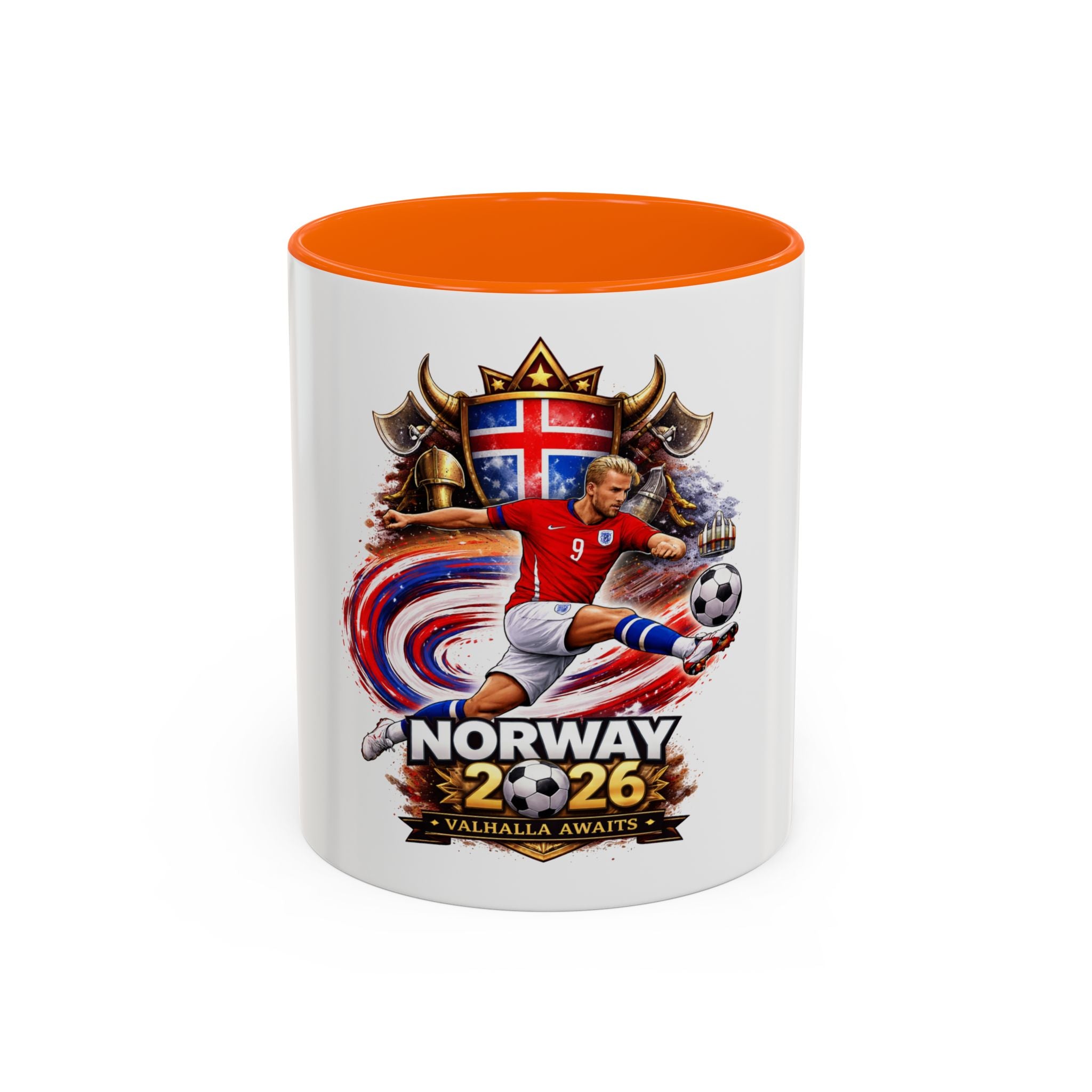 Norway 2026 Soccer Mug – Valhalla Awaits Football Fan Coffee Cup
