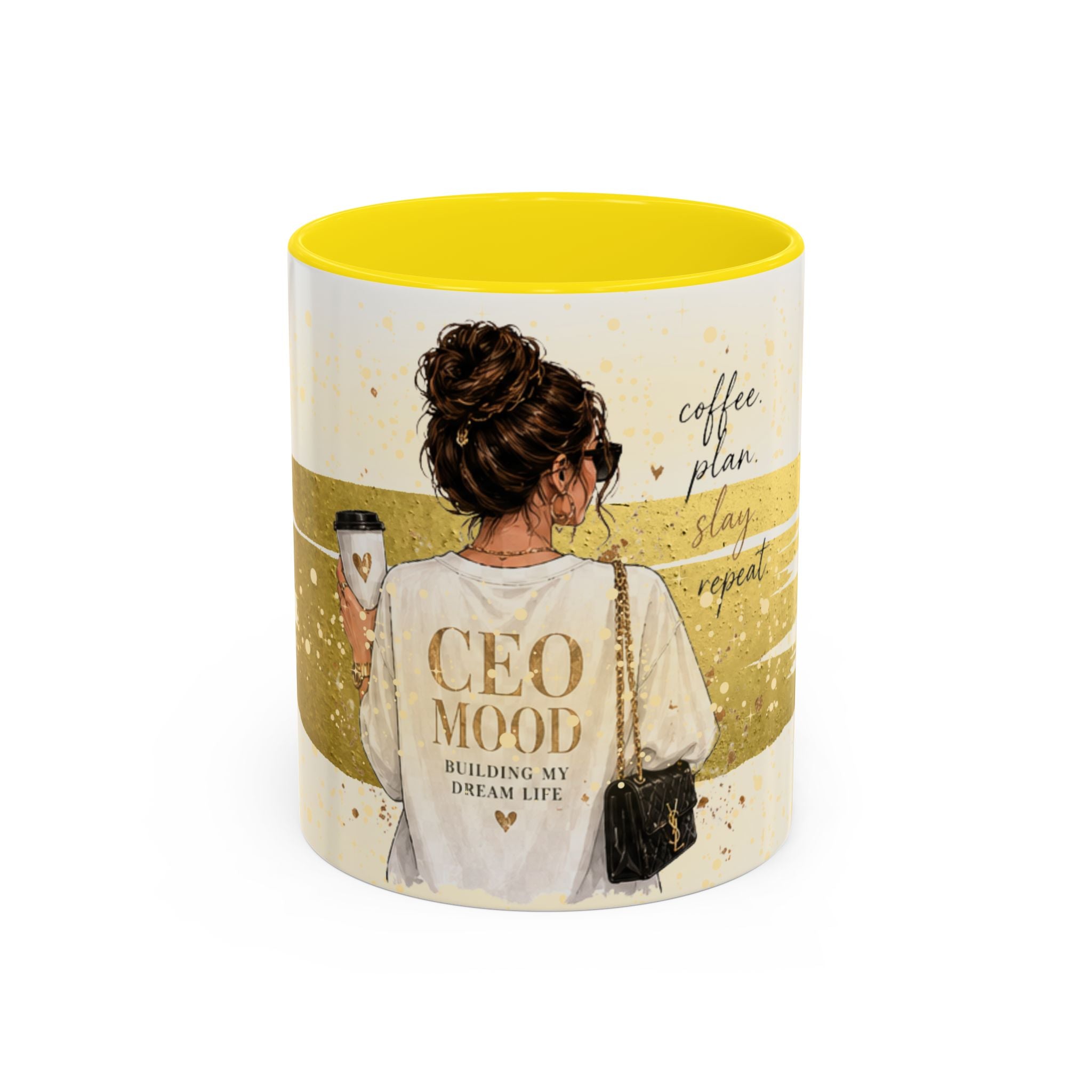 CEO Mood Coffee Mug – 'Coffee Plan, Slay, Repeat' Motivational Accent Mug