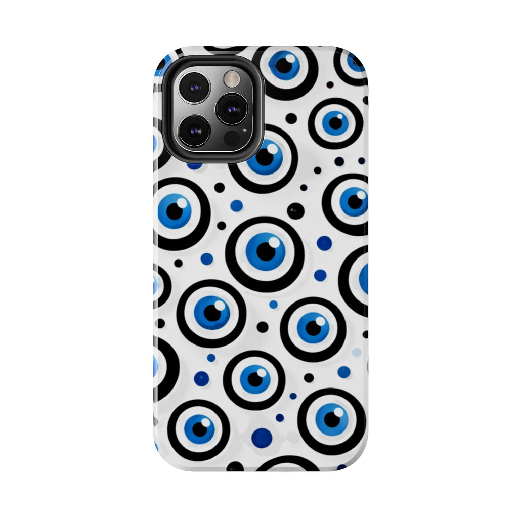 Blue Evil Eye Pattern Tough Phone Case — Protective Ceramic Nazar Design