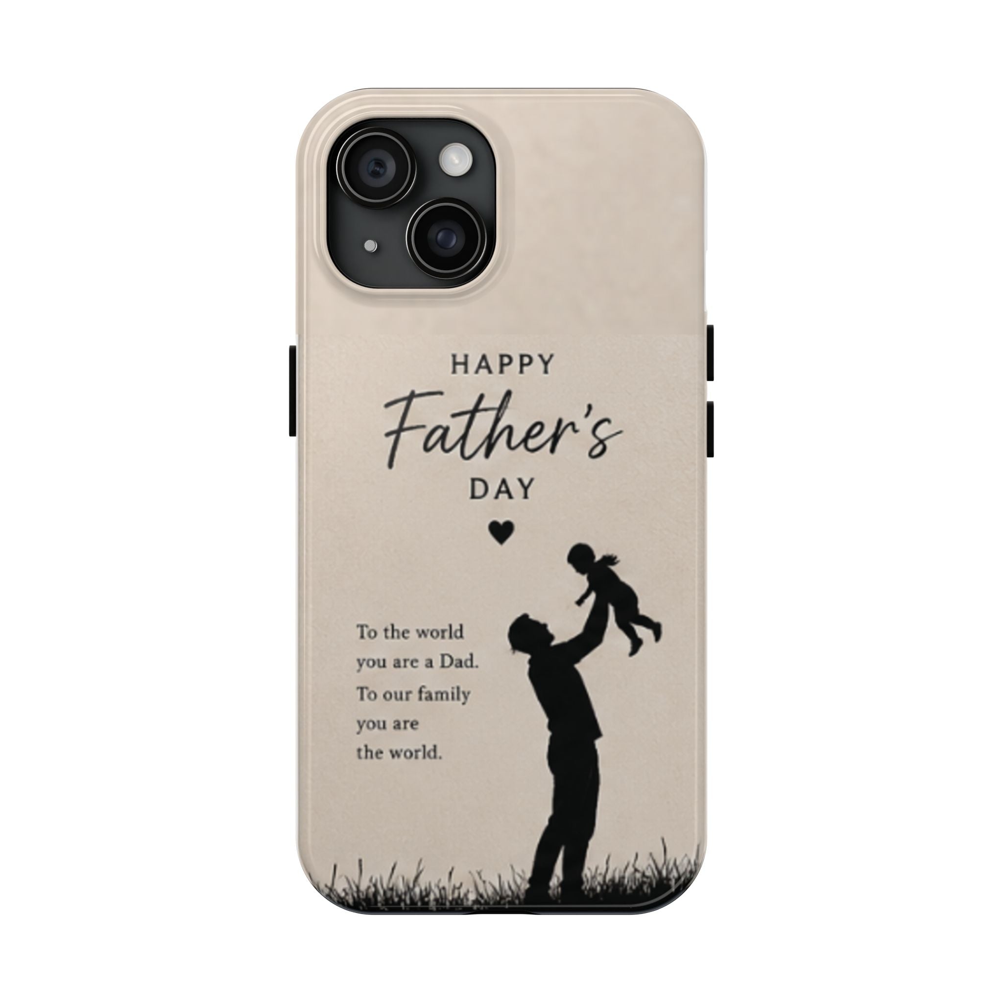 Father's Day Tough Phone Case — "Happy Father's Day" Silhouette Dad & Child Protective Cover