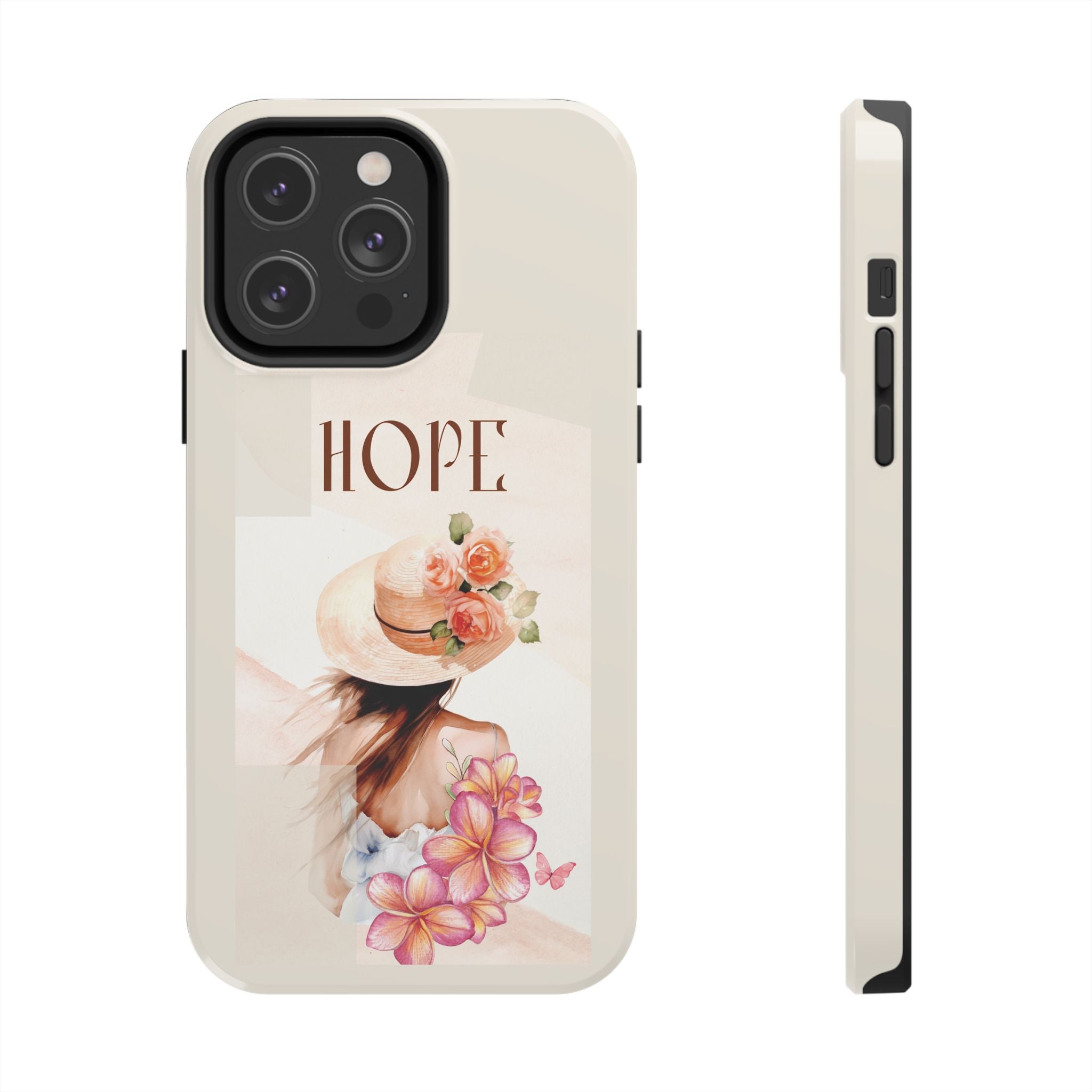 Hope Floral Tough Phone Case — Protective iPhone Case with Watercolor Girl & Flowers
