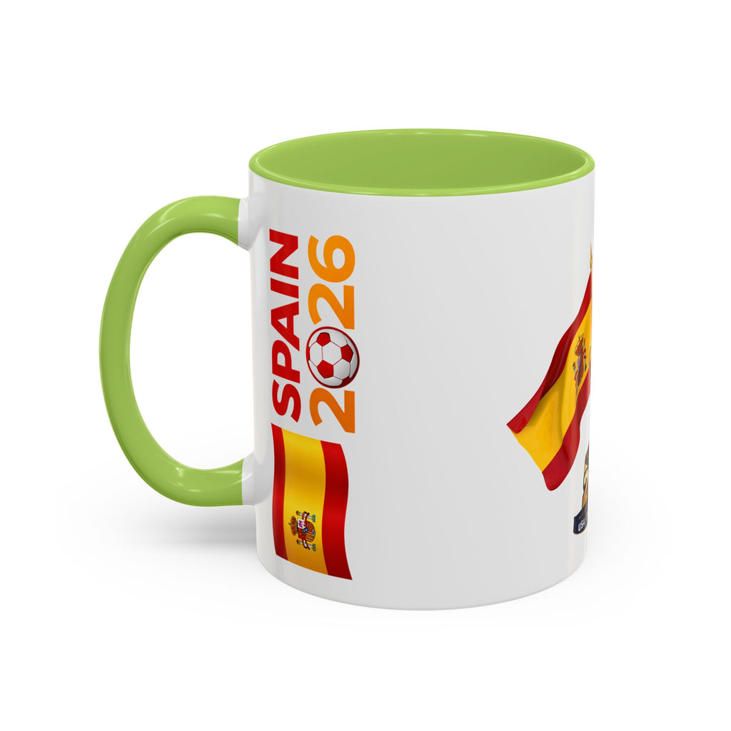 Spain 2026 Soccer Trophy Accent Coffee Mug — Spain Flag Football Fan Gift (11/15oz)