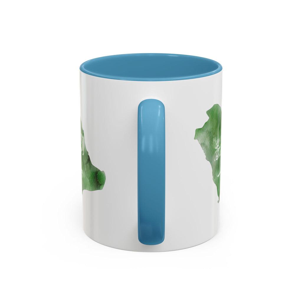 Saudi Arabia Flag Map Accent Coffee Mug — Green Watercolor Saudi Map (11/15oz)