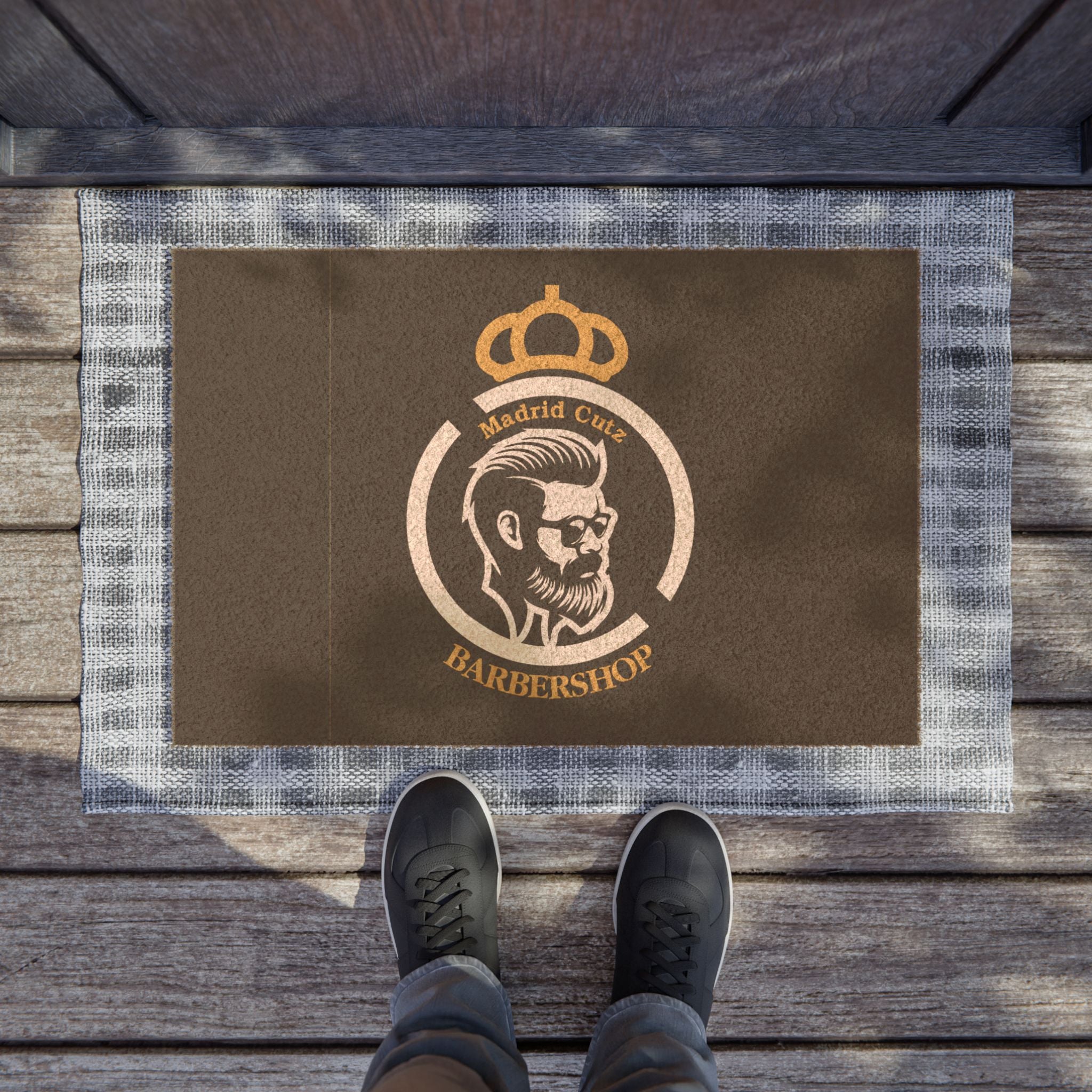Barbershop Doormat - Vintage Barber Logo Welcome Mat (Madrid Crew)
