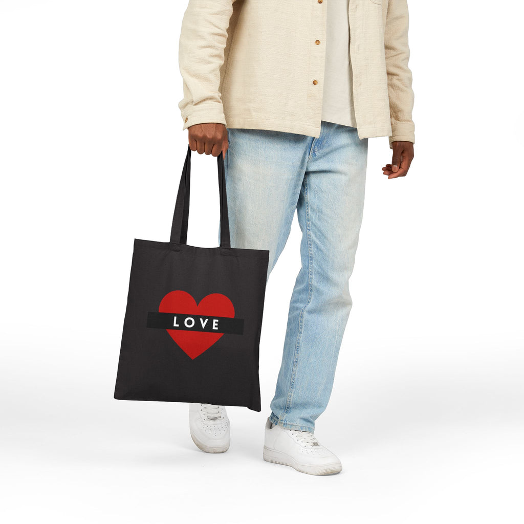 Love Heart Tote Bag — Red Heart "LOVE" Canvas Grocery & Gift Tote