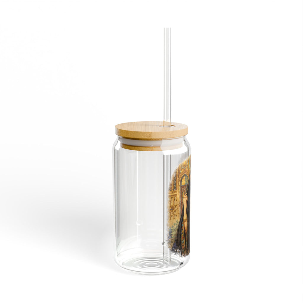 16oz Glass Sipper with Vintage Middle Eastern Woman Illustration