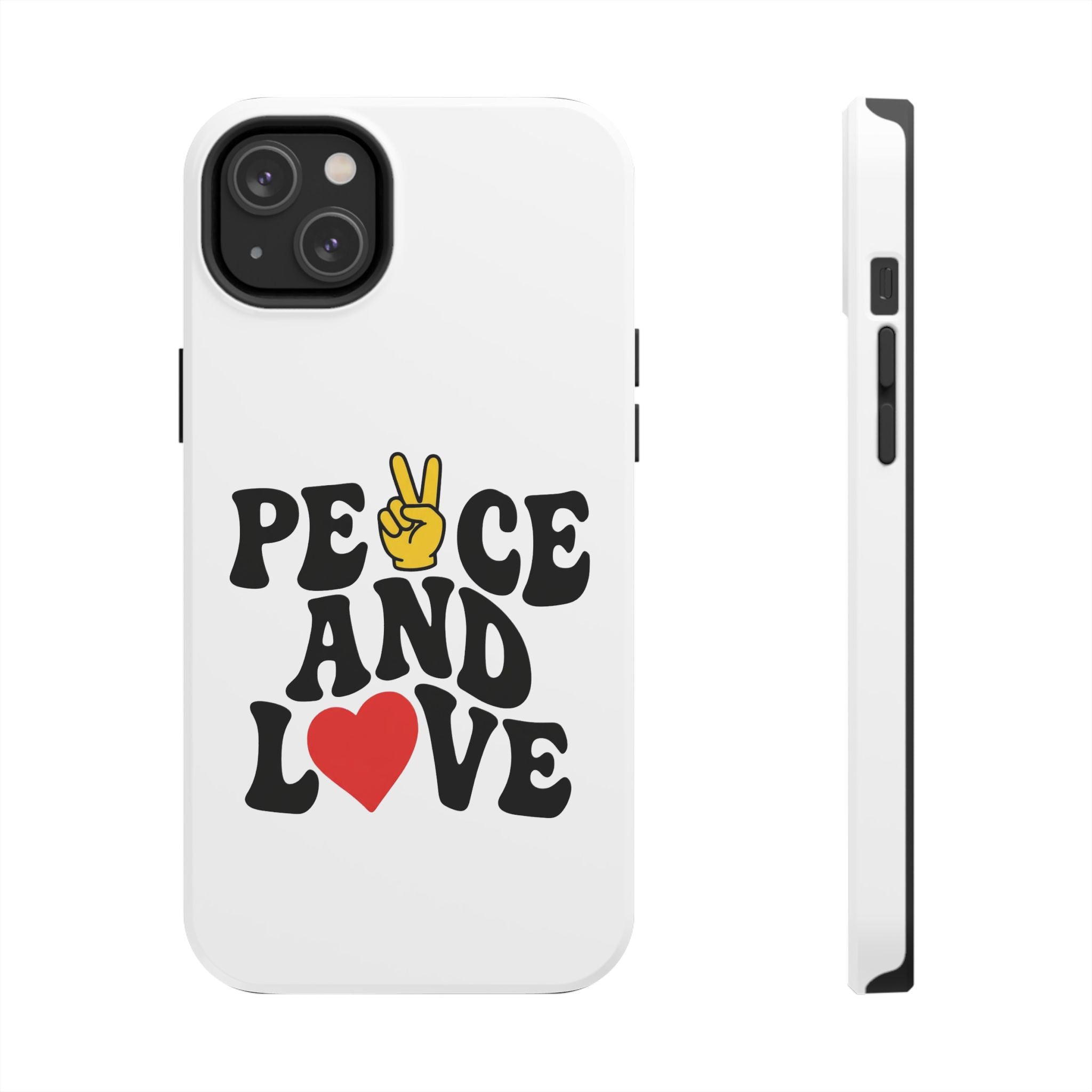 Peace and Love Tough Phone Case — Retro Peace Sign & Heart Protective Cover