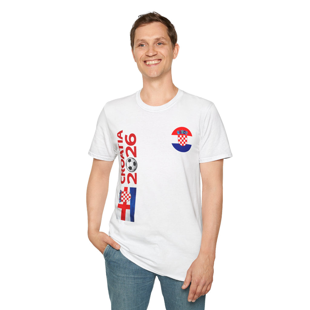 Croatia 2026 Soccer T-Shirt — Cup Fans Tee with Flags & Trophy