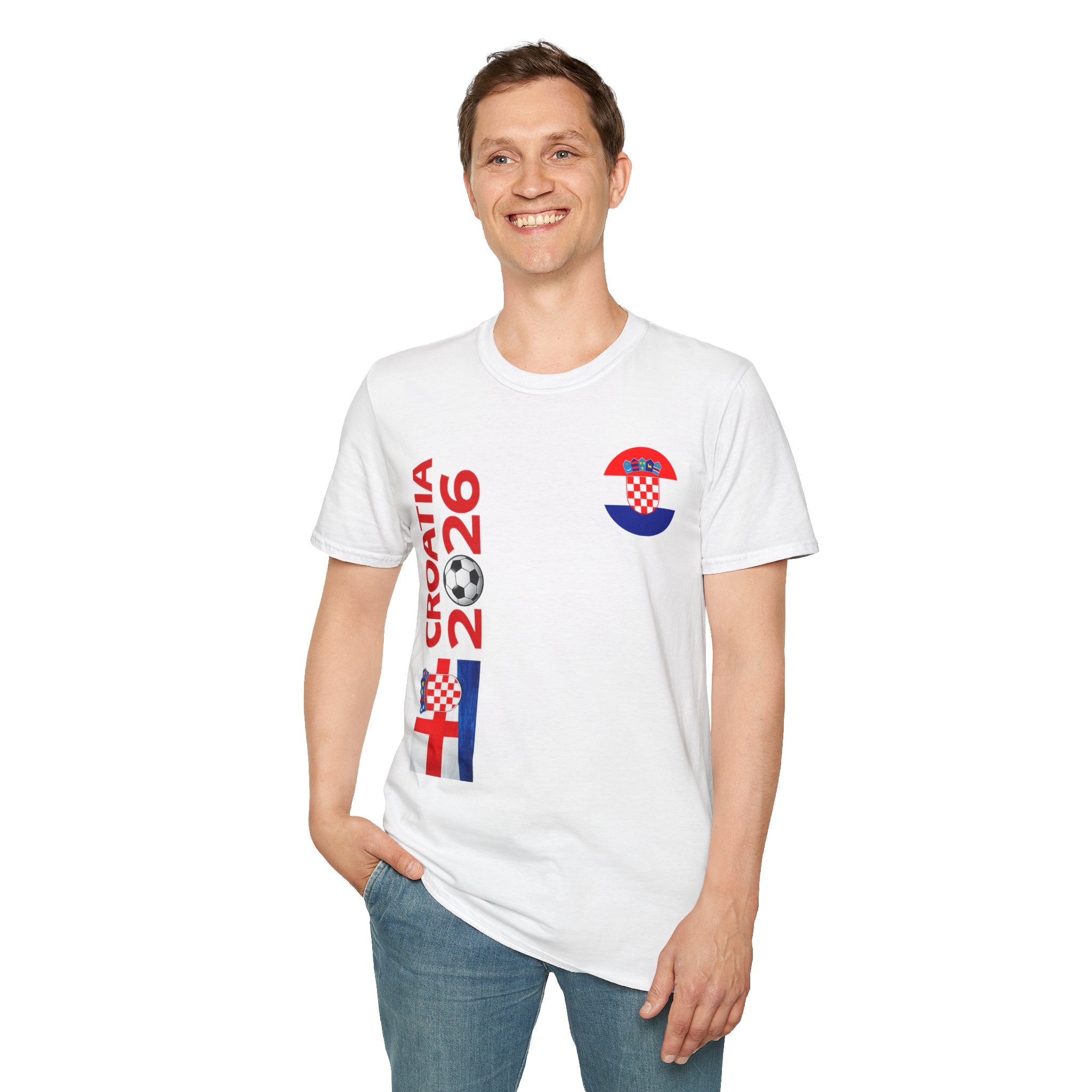 Croatia 2026 Soccer T-Shirt — Cup Fans Tee with Flags & Trophy