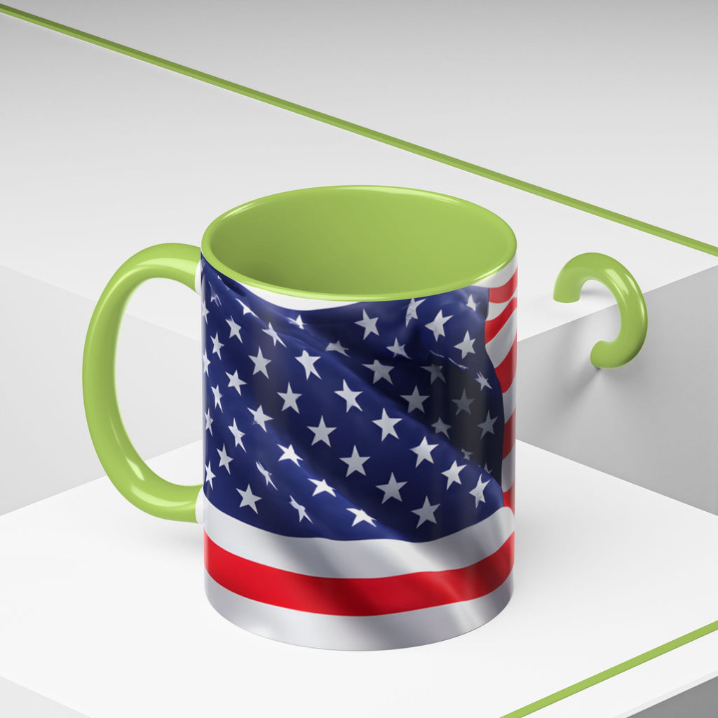 American Flag Accent Coffee Mug — Patriotic USA Stars & Stripes Ceramic Mug (11/15oz)