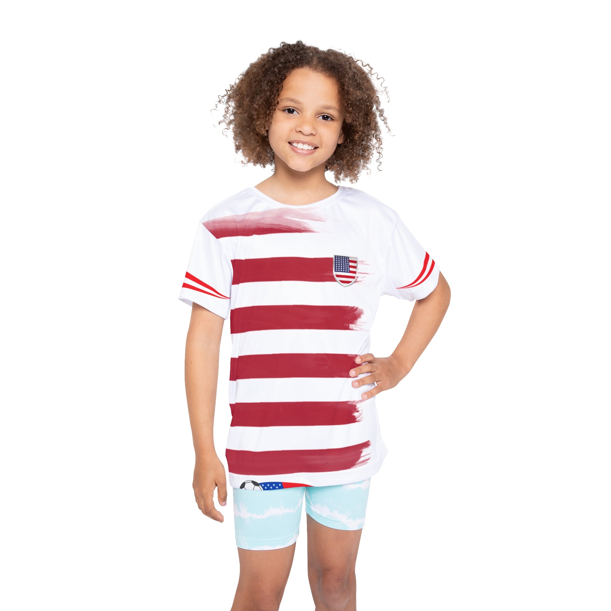 Kids USA Soccer Jersey — Patriotic Eagle & Stripes Youth Sports Shirt