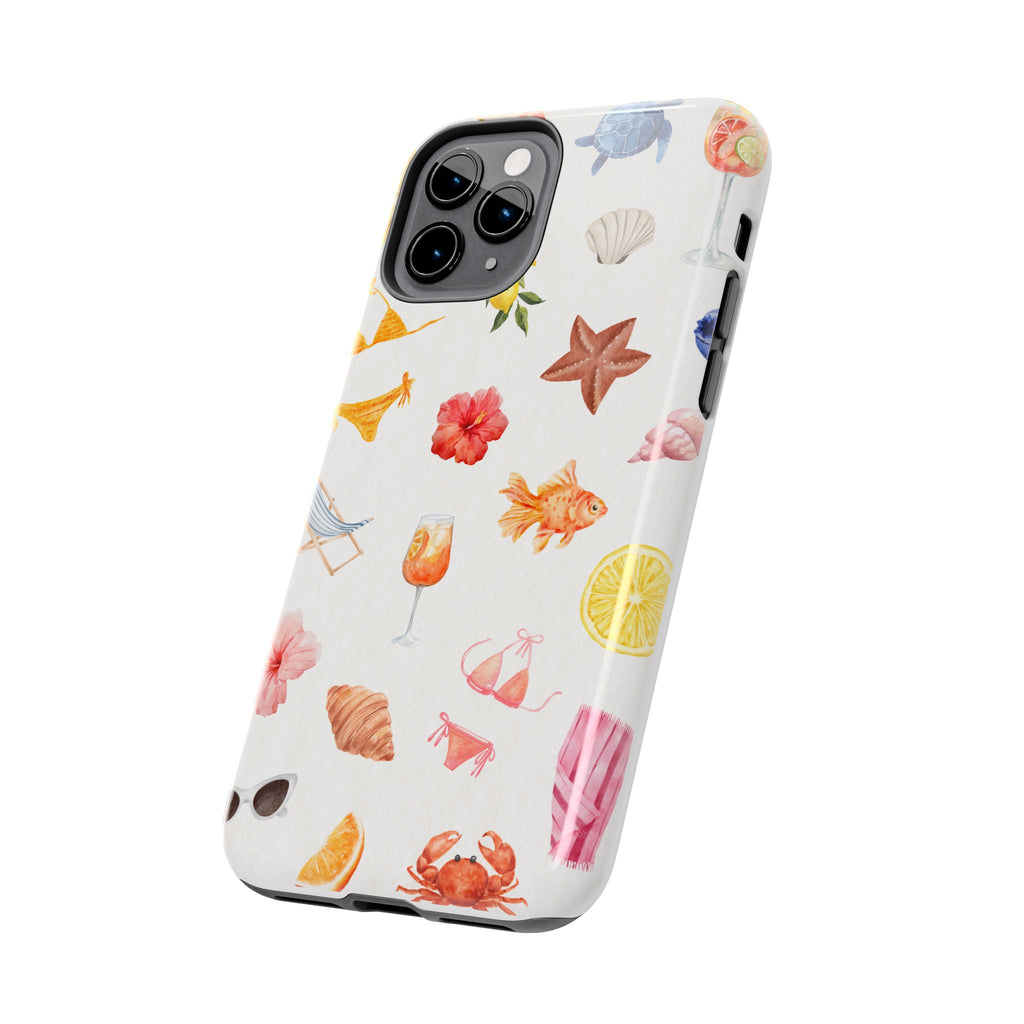 Summer Seashells Pattern Tough Phone Case — Beach Vacation Phone Cover
