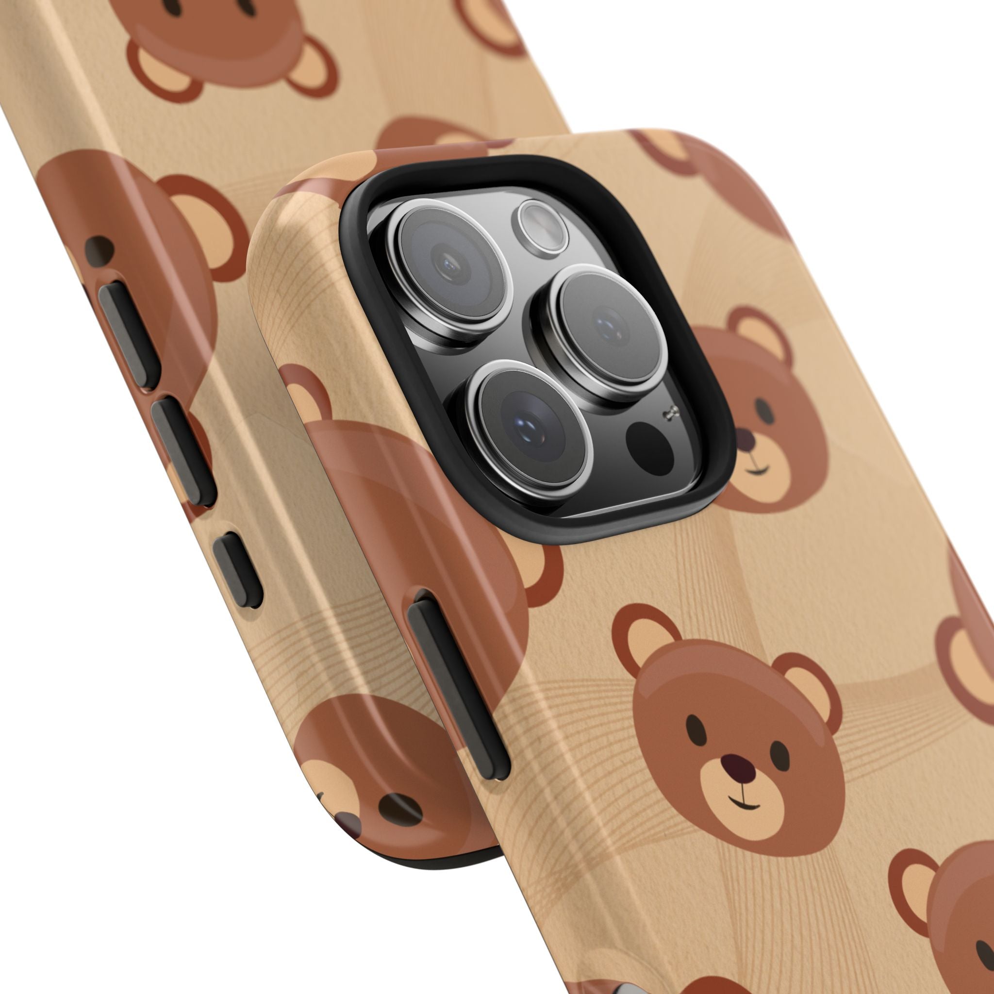 Bear Pattern Tough Phone Case — Cute Brown Bear Protective Phone Cover