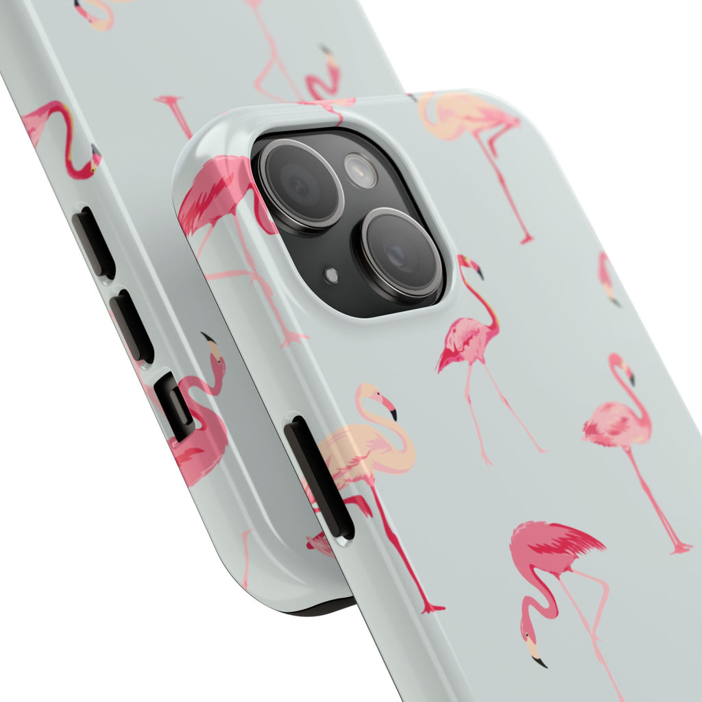 Flamingo Pattern Tough Phone Case — Cute Pink Birds Protective Phone Cover