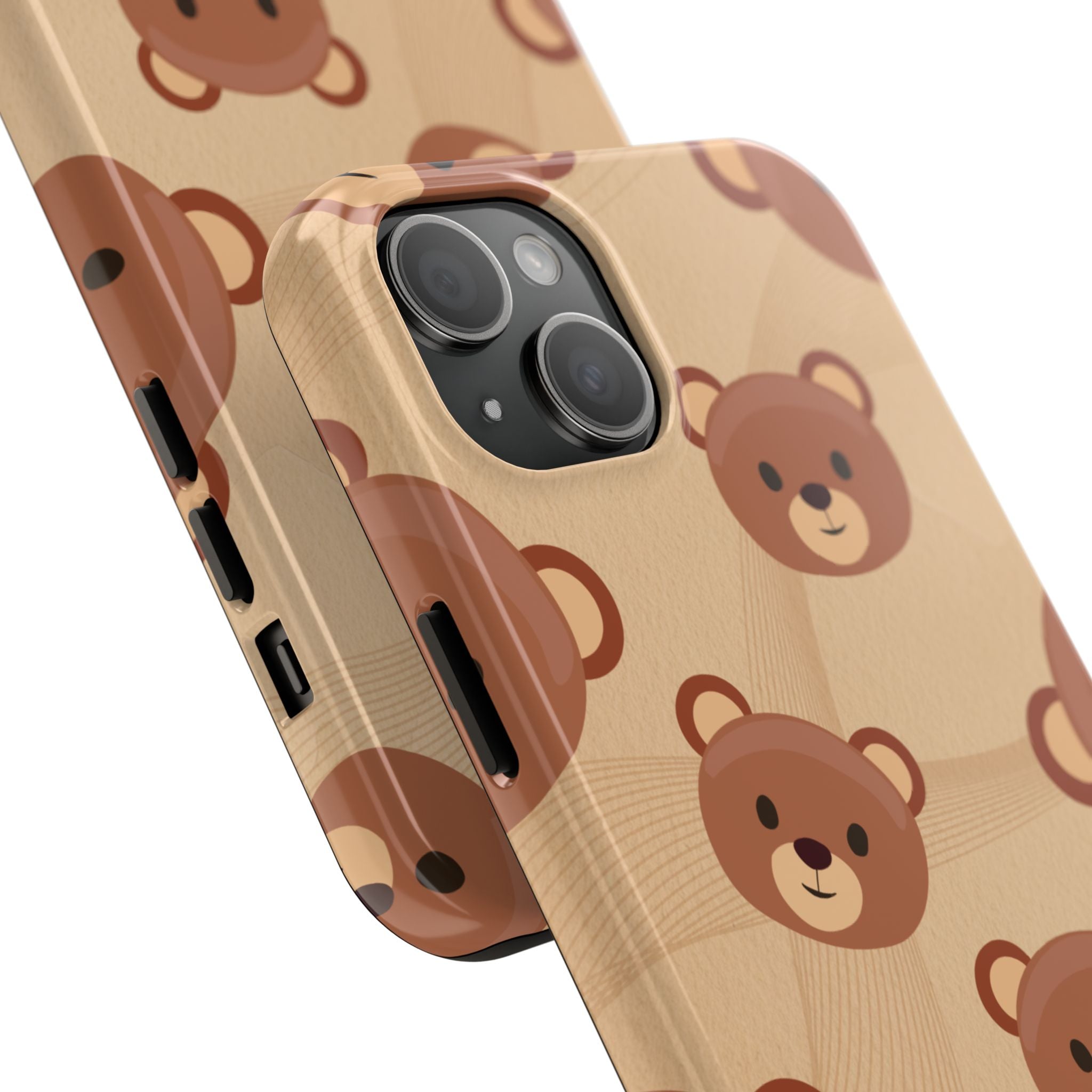 Bear Pattern Tough Phone Case — Cute Brown Bear Protective Phone Cover