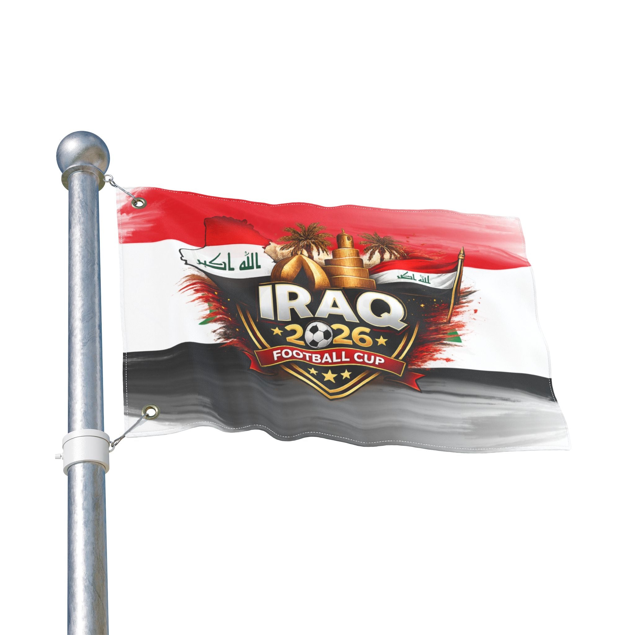 Iraq 2026 Football Cup Double-Sided Flag — National Team Support Banner