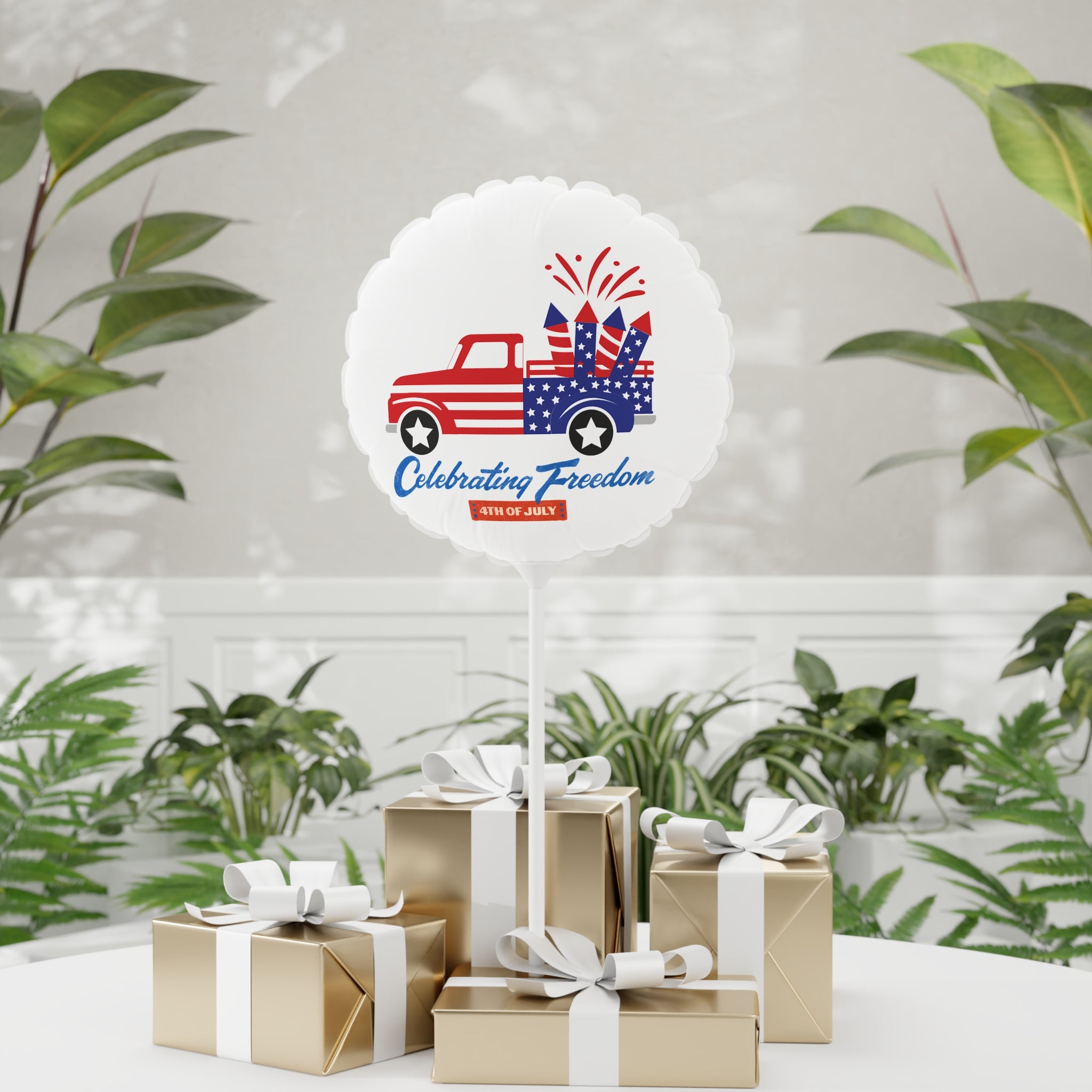 4th of July Patriotic Truck Balloon — "Celebrating Freedom" 11"