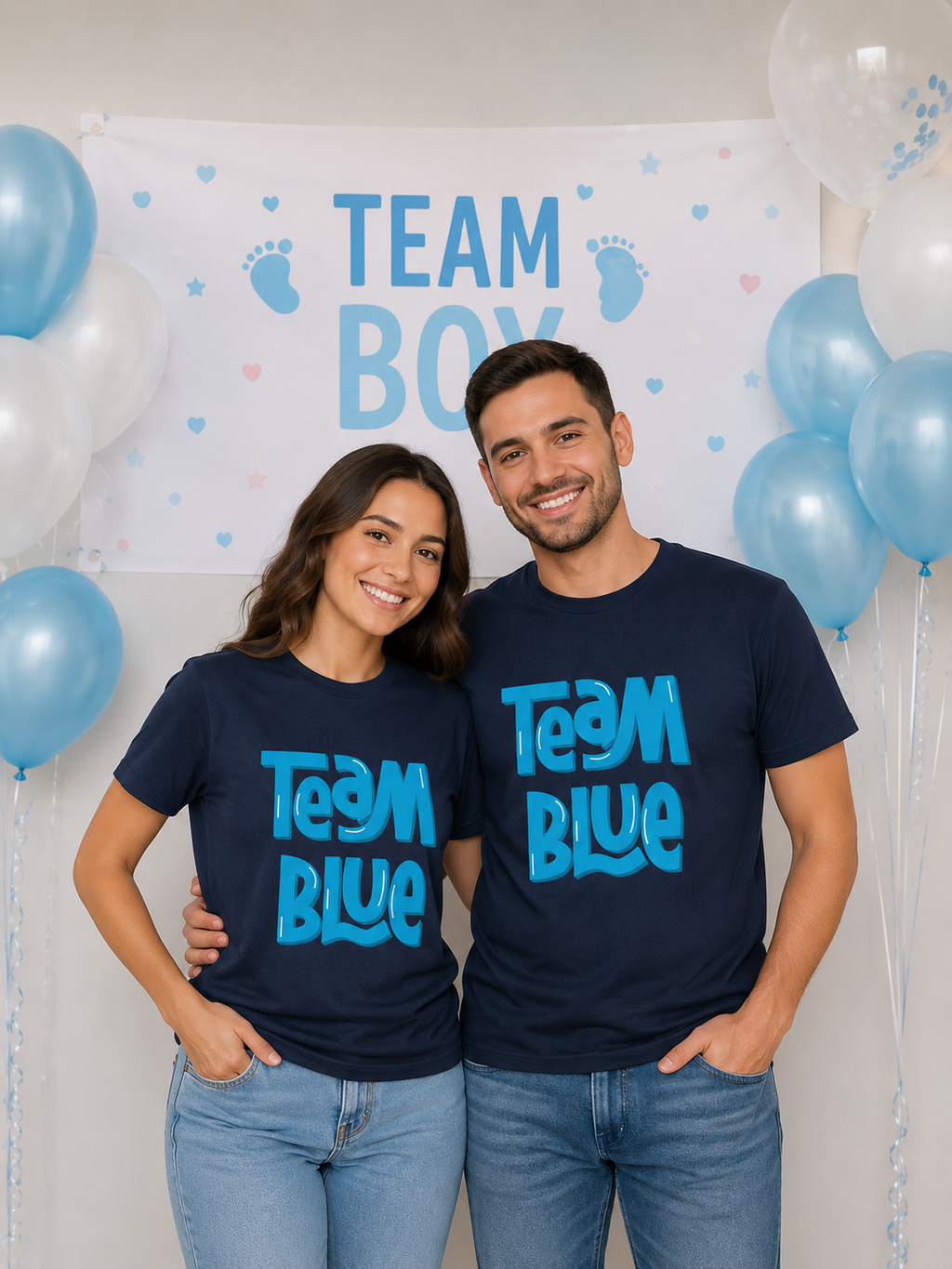 Team Blue Baby Gender T-Shirt — Retro Wave Graphic Tee