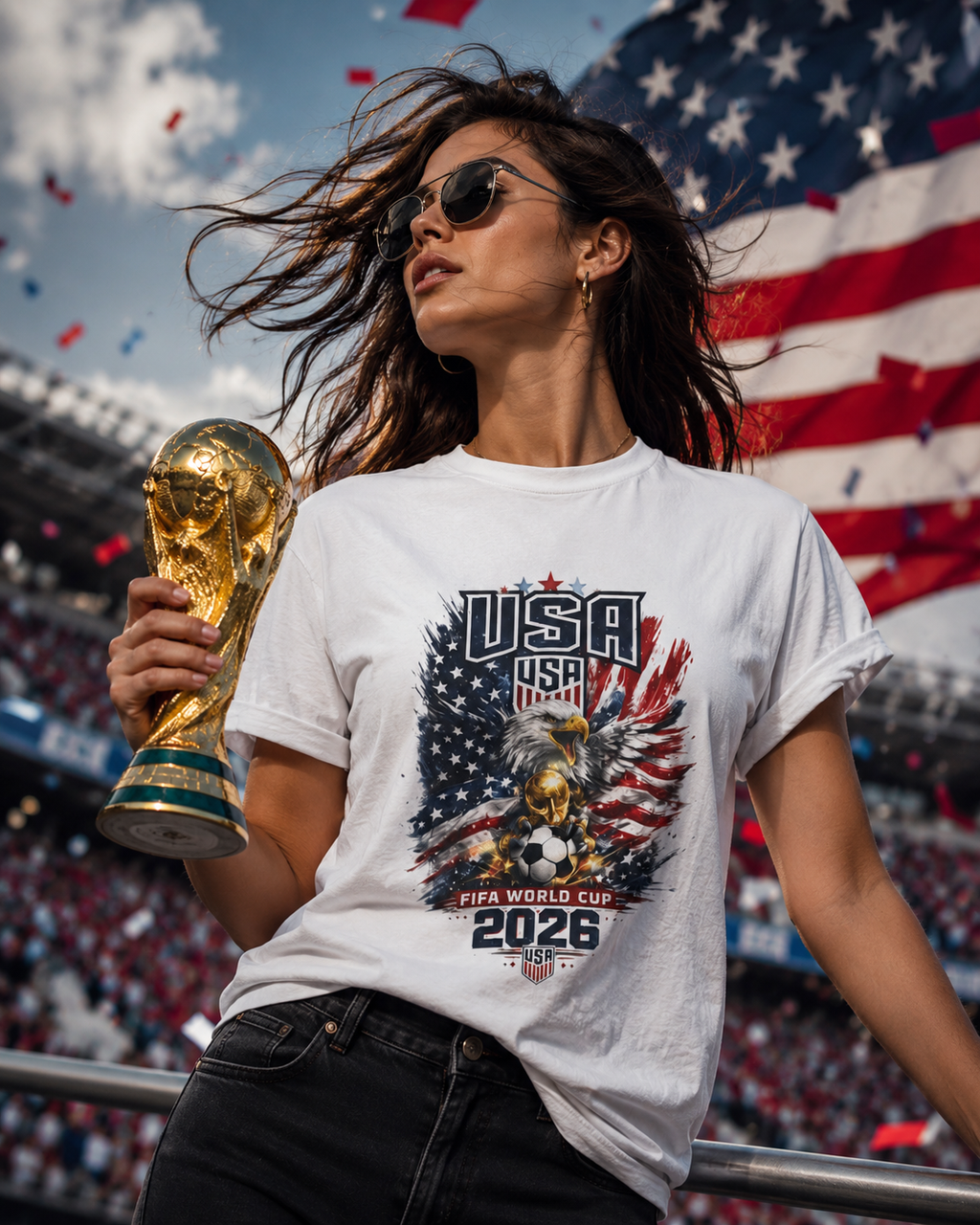 USA Eagle Graphic T-Shirt — Patriotic 2026 American Flag Design