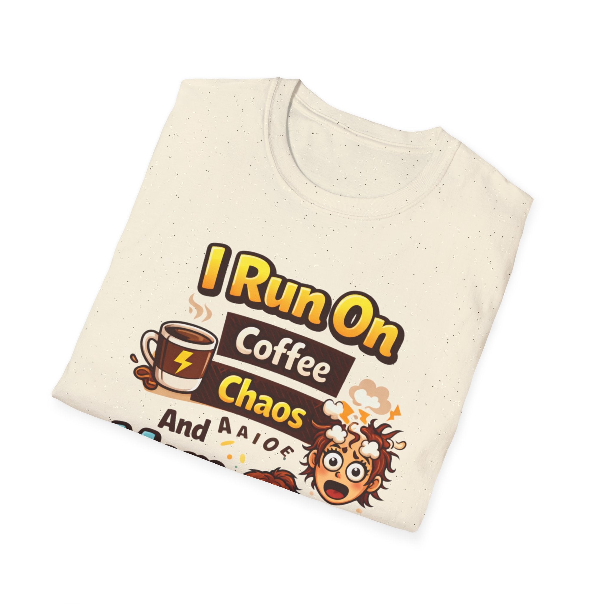Mom Power T-Shirt — "I Run On Coffee, Chaos and Mom Power" Graphic Tee