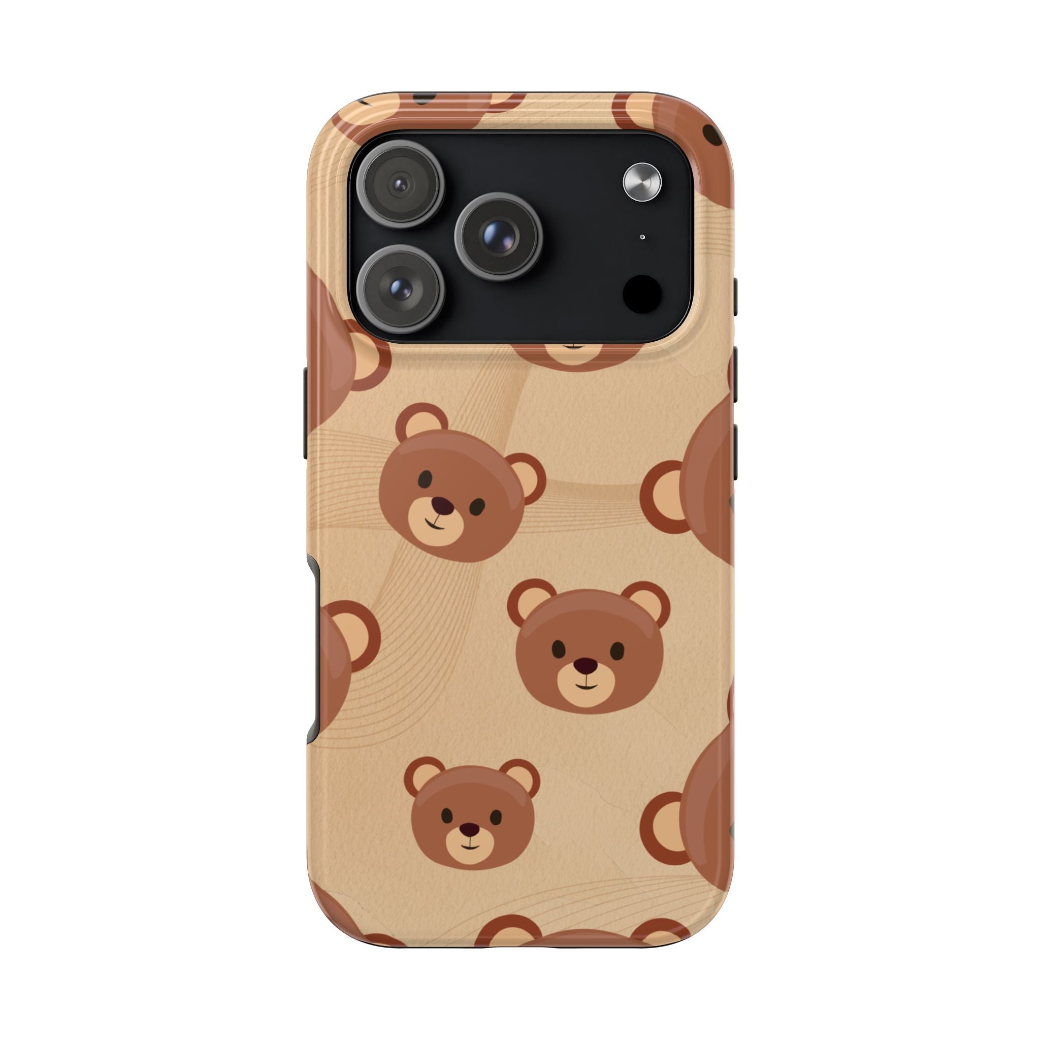 Bear Pattern Tough Phone Case — Cute Brown Bear Protective Phone Cover