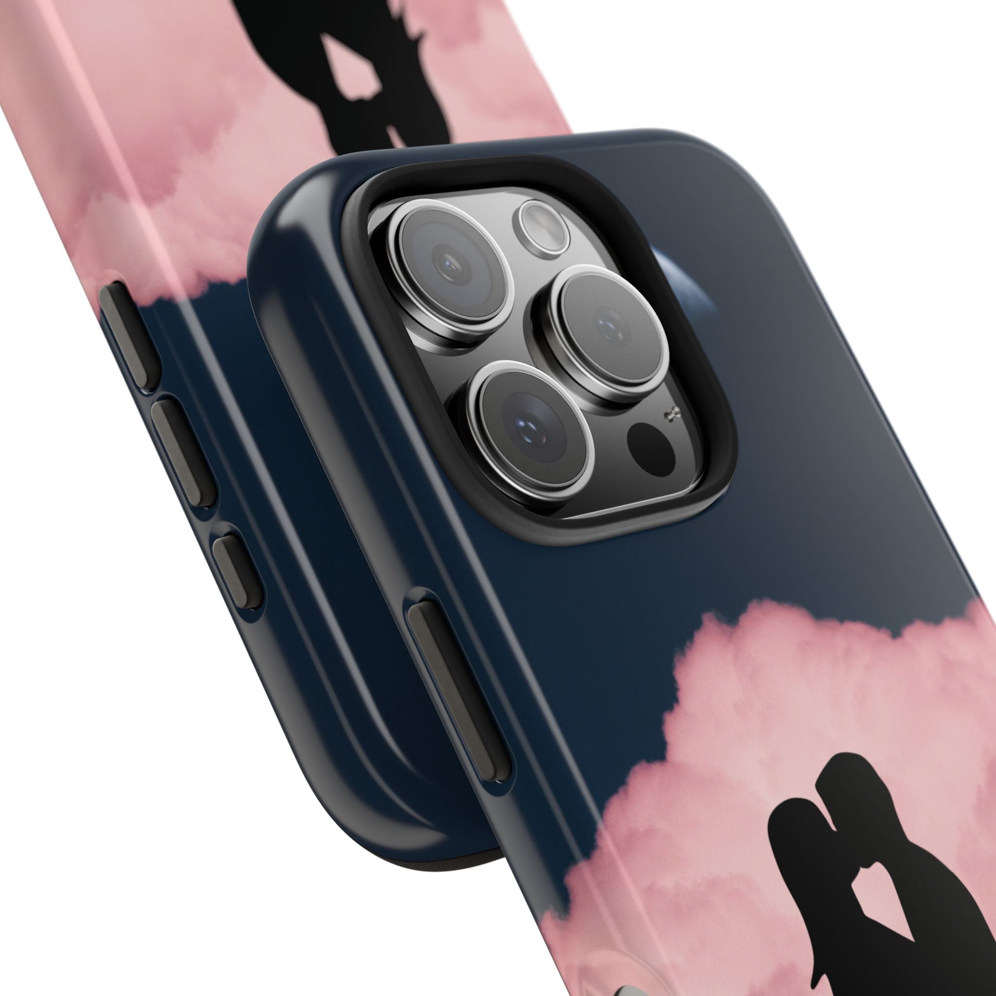 Tough Phone Case — Romantic Couple Silhouette with Moon & Pink Cloud