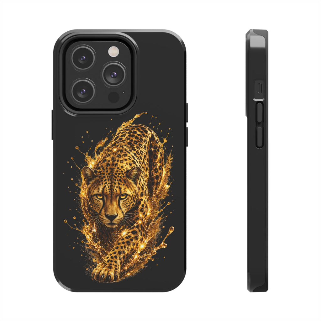 Golden Cheetah Tough Phone Case — Fierce Splash Design, Protective iPhone Cover