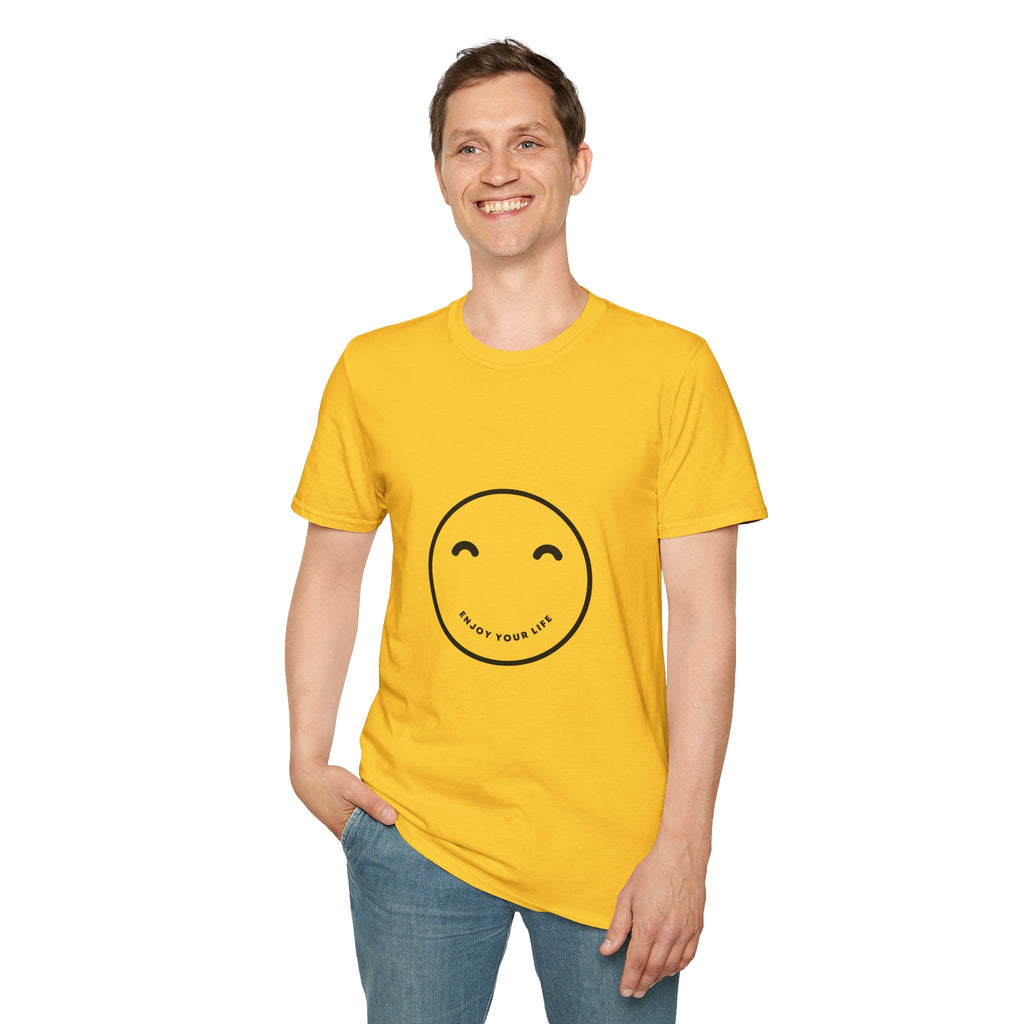 Smiley Face T-Shirt — "Enjoy Your Life" Minimal Graphic Tee