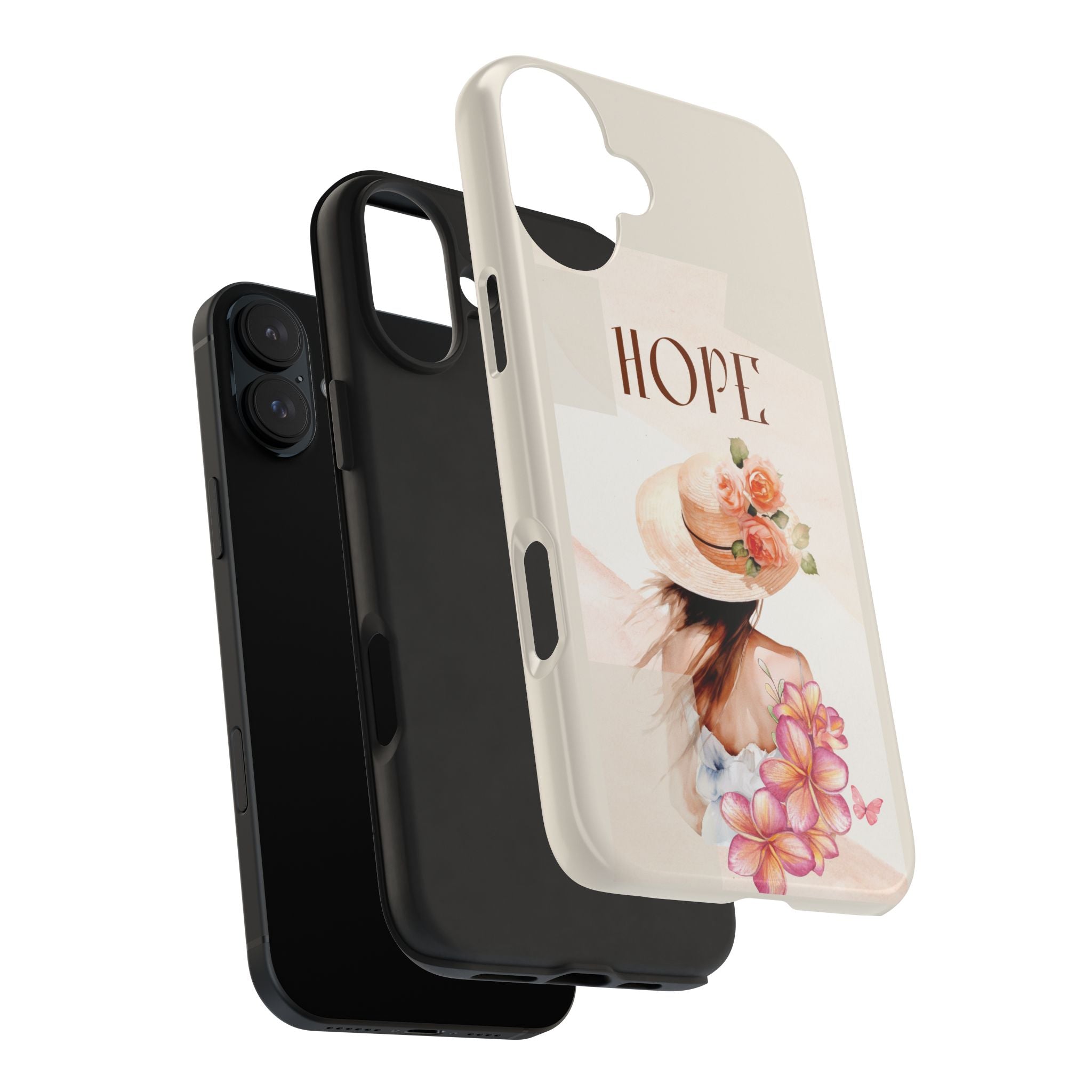 Hope Floral Tough Phone Case — Protective iPhone Case with Watercolor Girl & Flowers