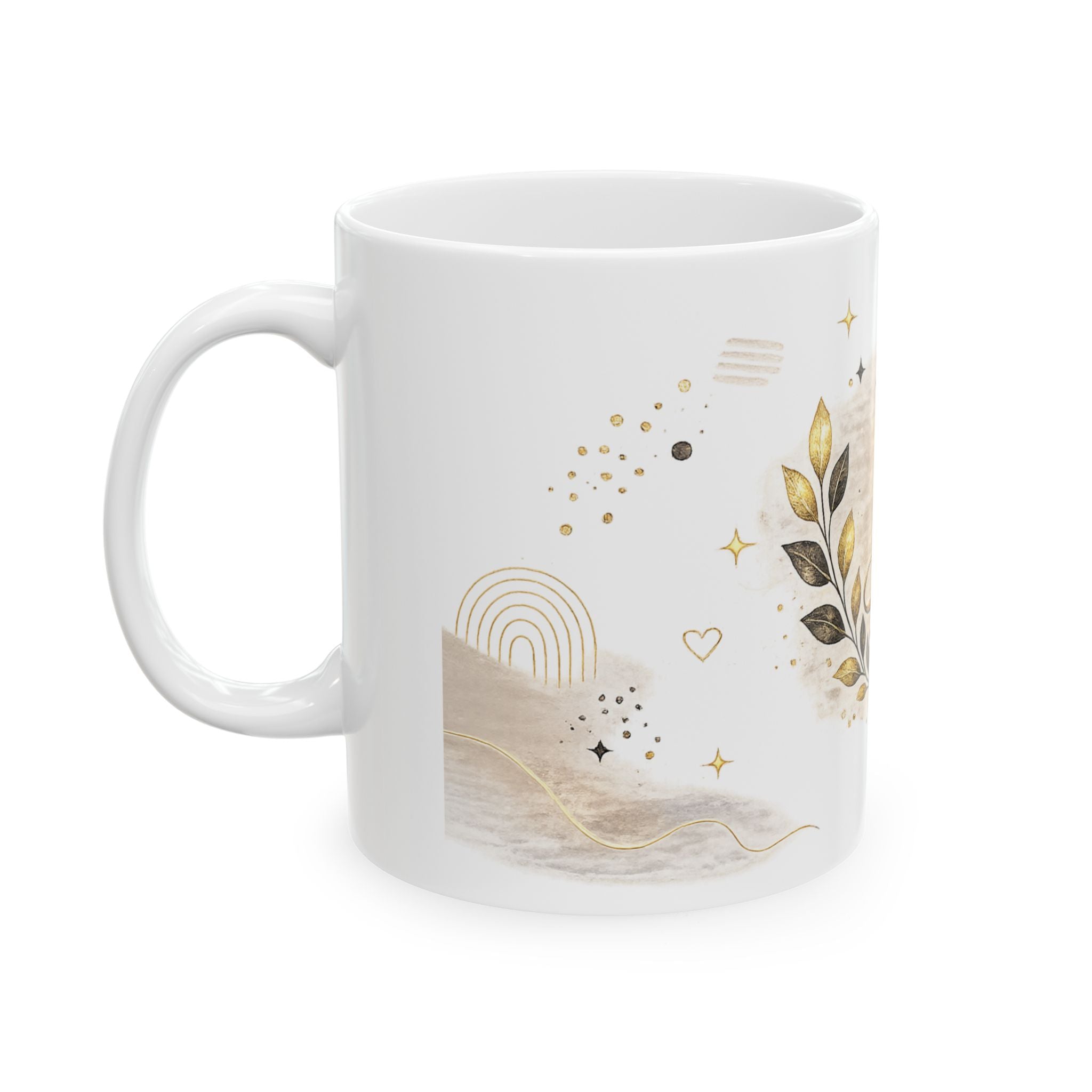 Monogram L Initial Ceramic Mug — Gold Laurel Decorative Coffee Cup