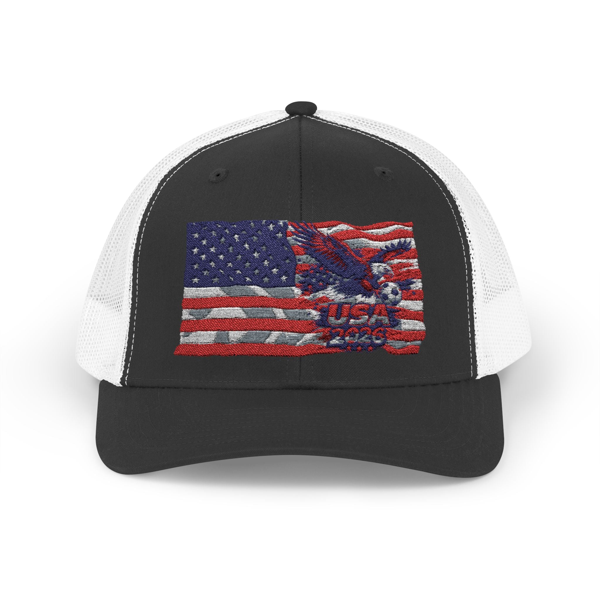 American Eagle Flag Trucker Cap – Distressed USA Patriotic Snapback