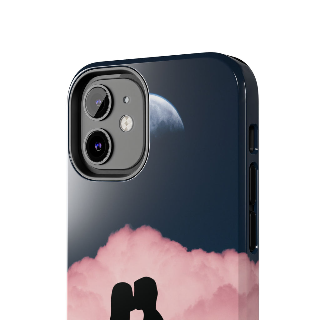Tough Phone Case — Romantic Couple Silhouette with Moon & Pink Cloud