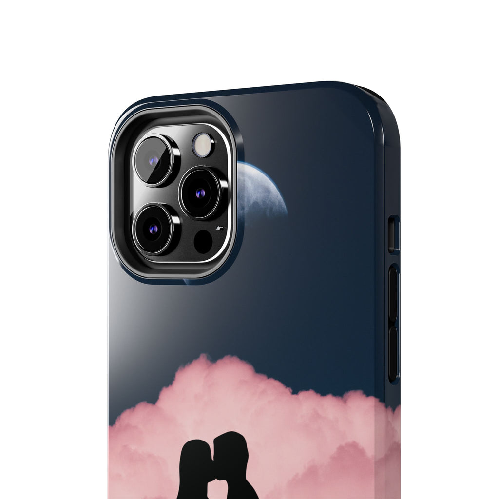 Tough Phone Case — Romantic Couple Silhouette with Moon & Pink Cloud