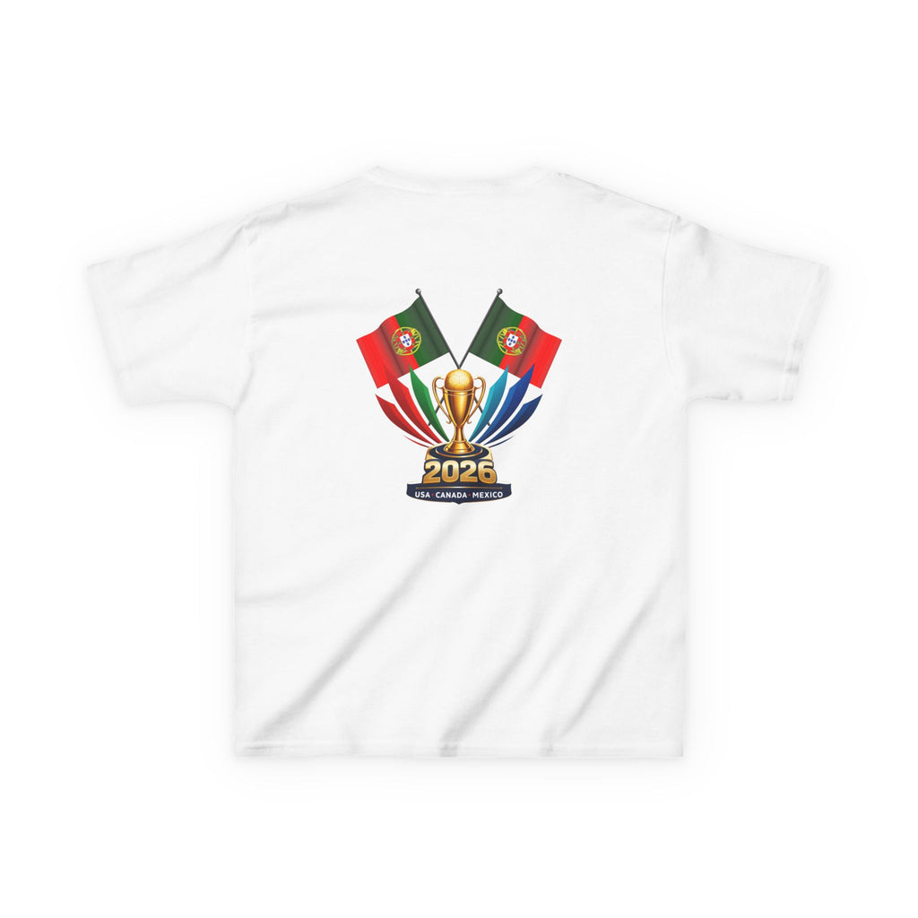 Kids Portugal 2026 Soccer T-Shirt — Cup Map & Trophy Design