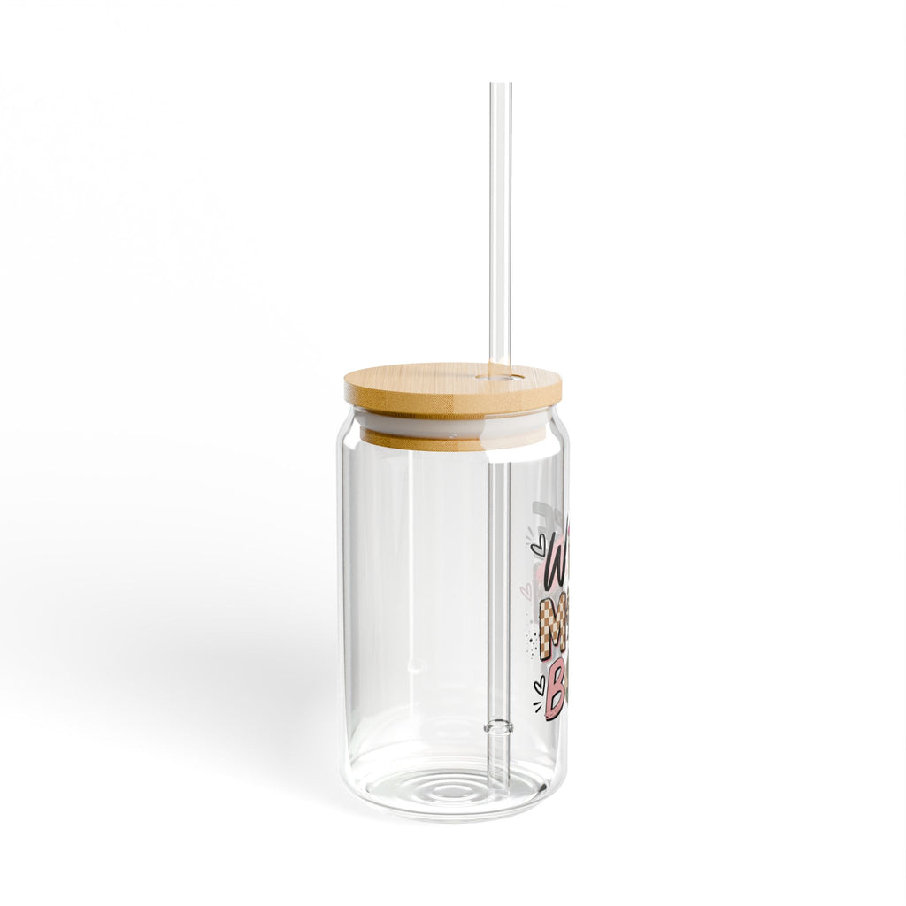Sipper Glass — "Wife Mom Boss" 16oz Clear Travel Tumbler with Straw