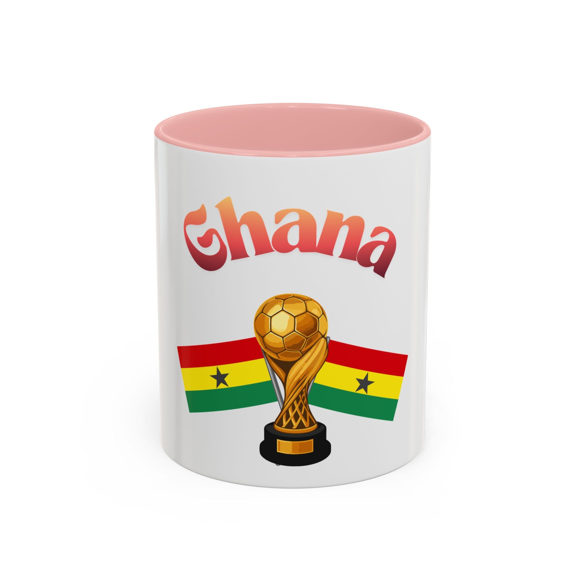Ghana Soccer Trophy Accent Coffee Mug — Ghana Flag Football Cup Design (11/15oz)