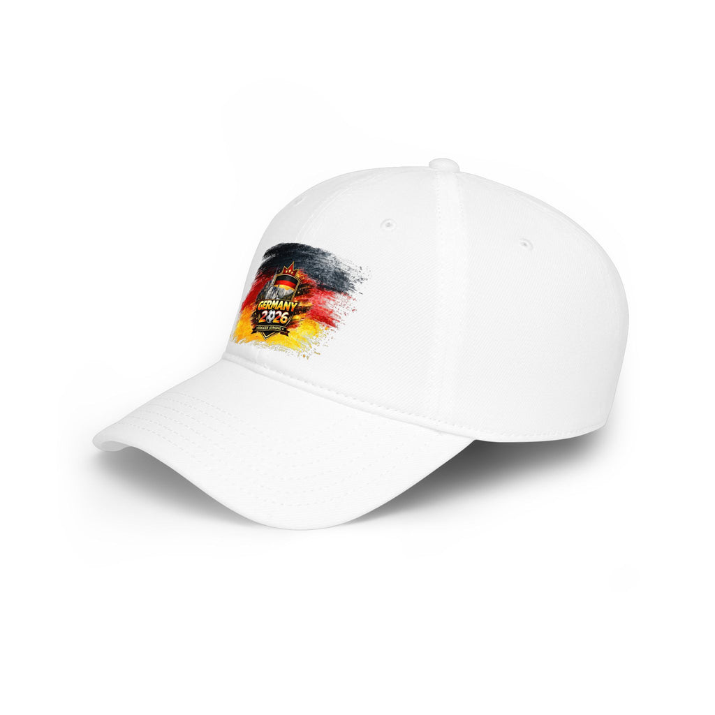 Germany 2026 Soccer Crest Baseball Cap — German Flag Brushstroke Football Hat