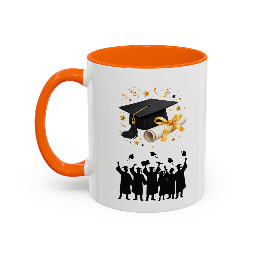 Graduation Celebration Coffee Mug — Cap, Diploma & Tossed Caps Design