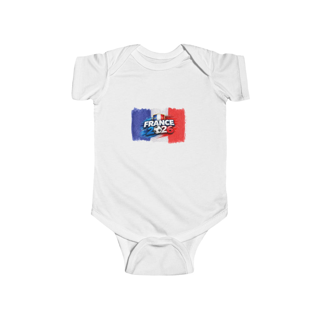 France 2026 Infant Bodysuit — French Flag Brushstroke & Crest Baby Onesie