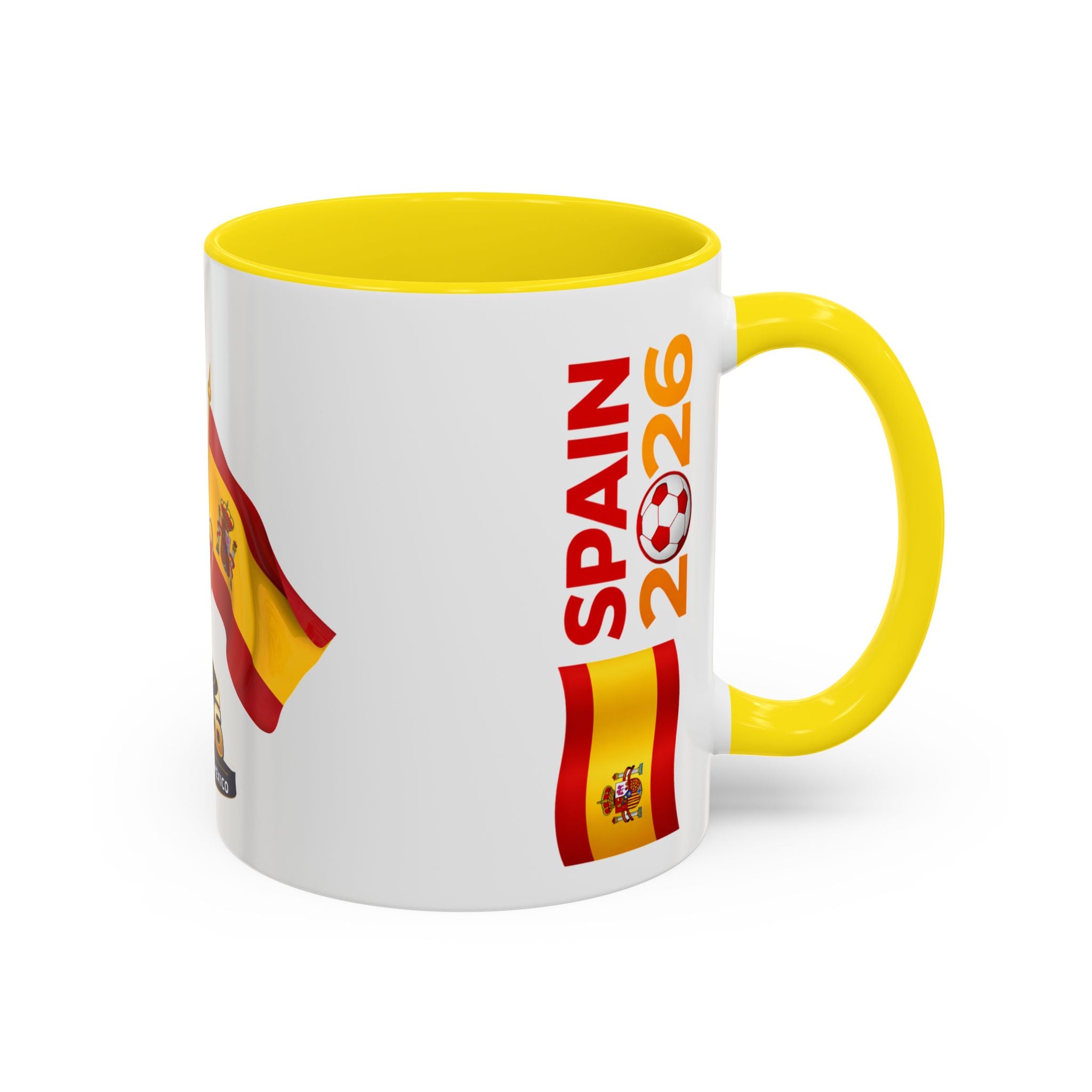 Spain 2026 Soccer Trophy Accent Coffee Mug — Spain Flag Football Fan Gift (11/15oz)