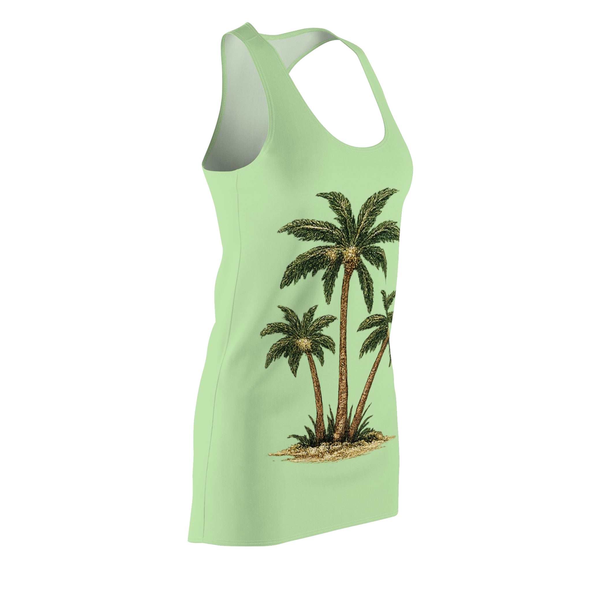Palm Tree Racerback Dress — Tropical Beach Print Women's Dress