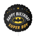 Happy Birthday Super Boy Balloon — Batman-Inspired 11" Round Foil Balloon