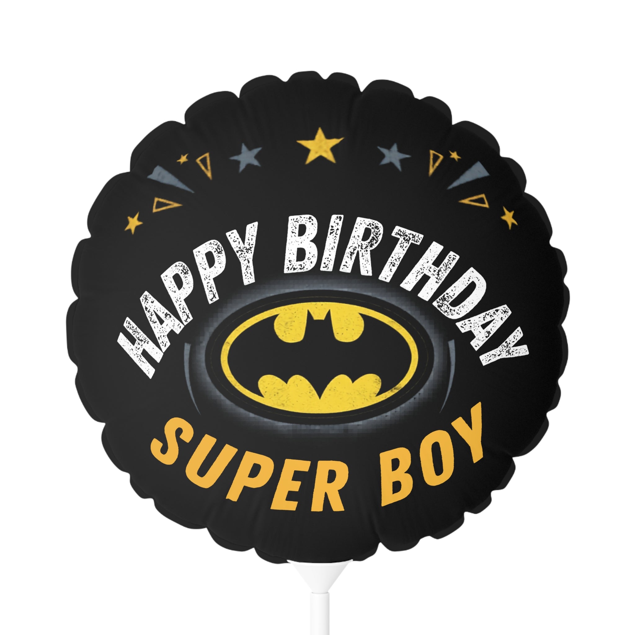 Happy Birthday Super Boy Balloon — Batman-Inspired 11" Round Foil Balloon