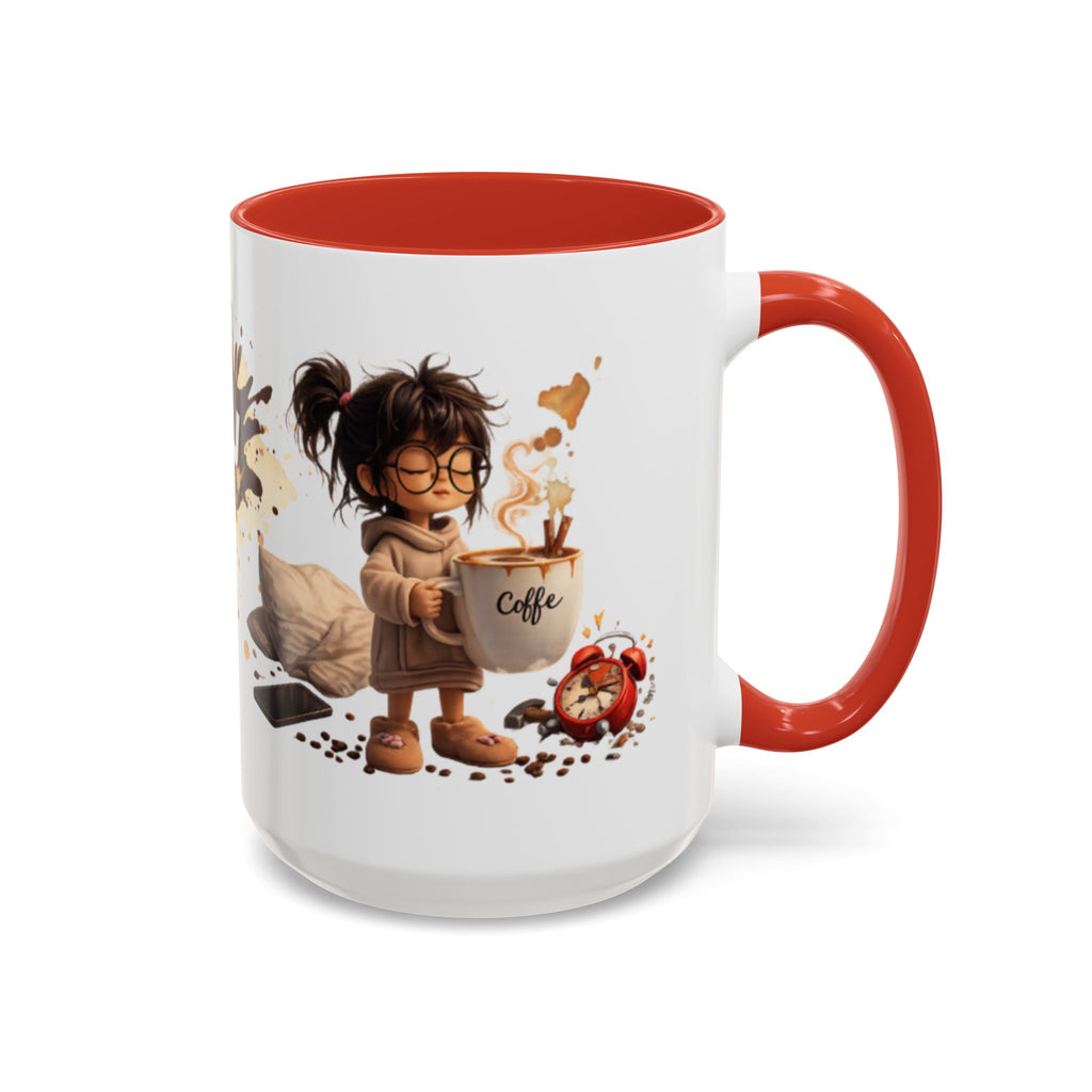 Cute Coffee Girl Accent Mug — Arabic Script Coffee Design (11/15oz)
