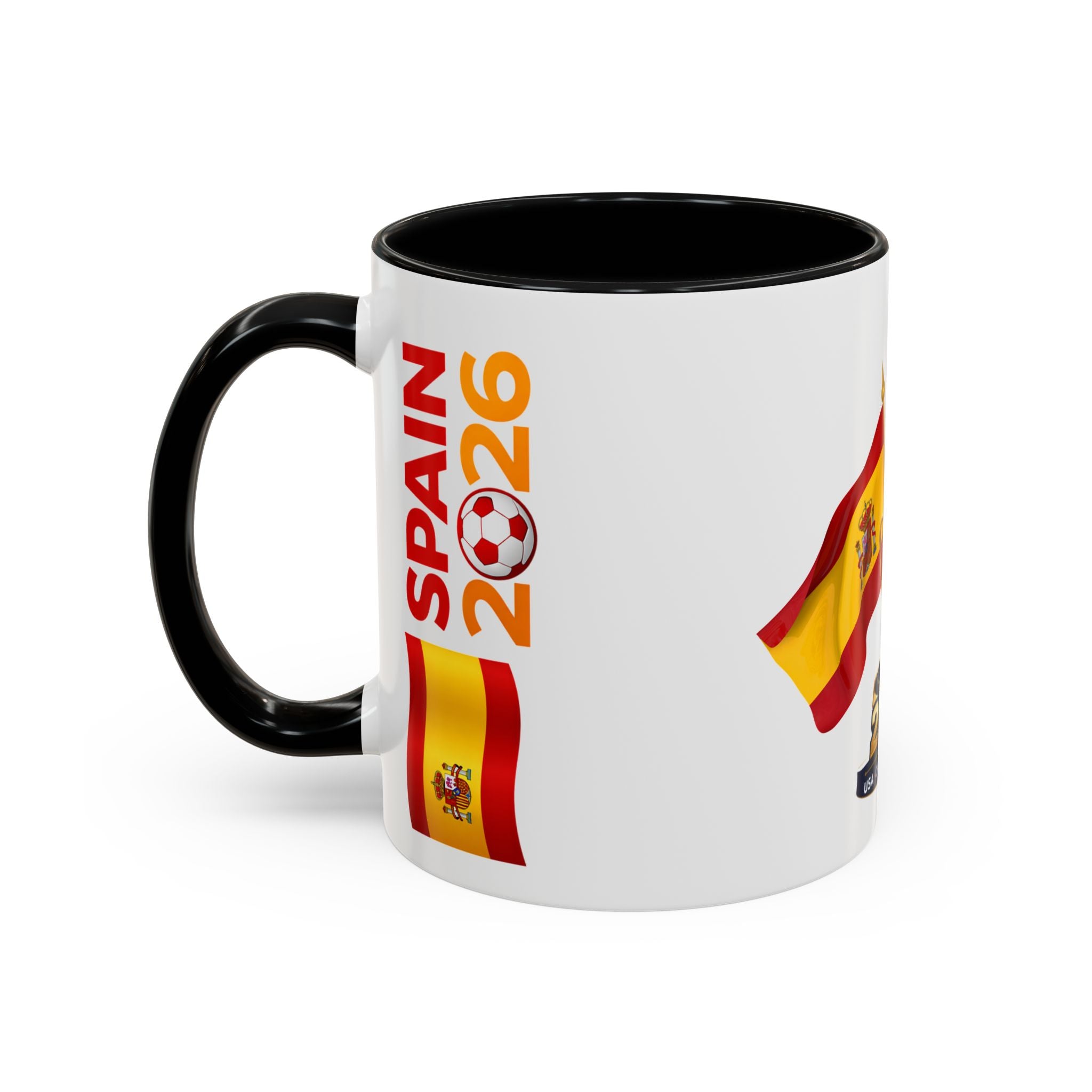 Spain 2026 Soccer Trophy Accent Coffee Mug — Spain Flag Football Fan Gift (11/15oz)