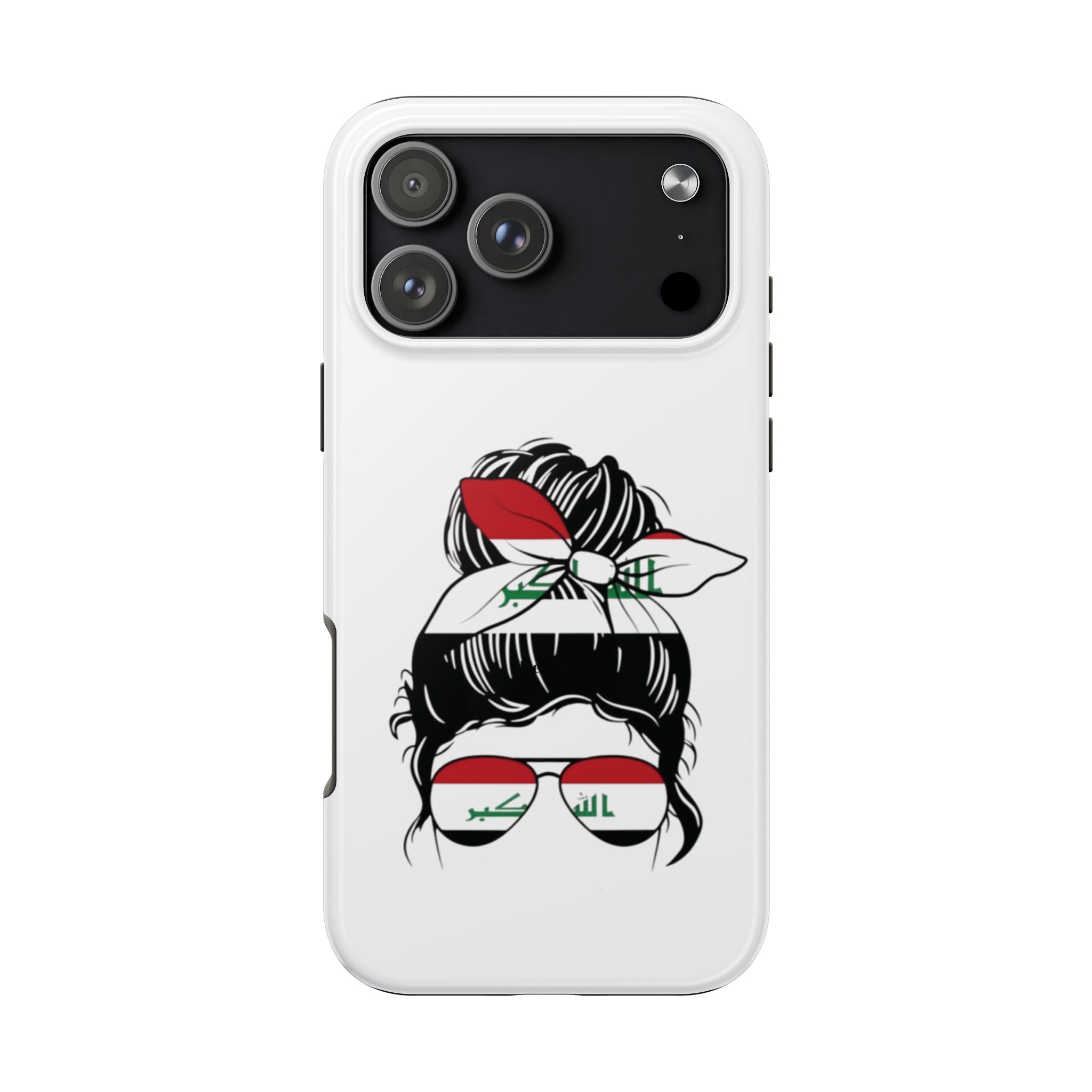 Iraq Flag Messy Bun Phone Case — Patriotic Sunglasses & Headscarf Tough Phone Case