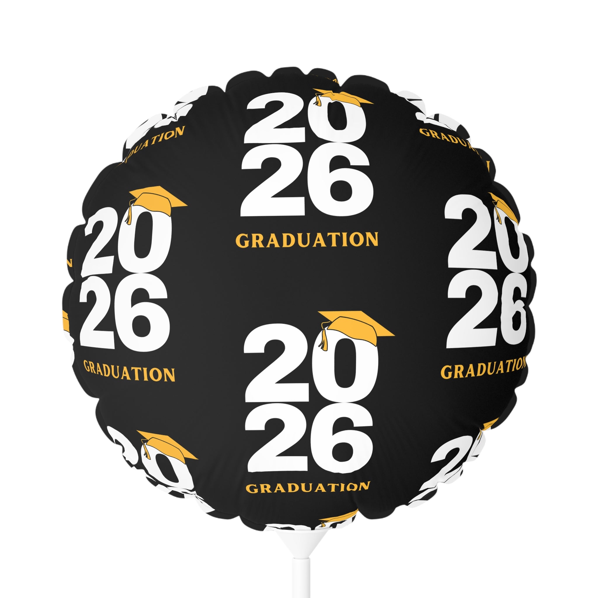 2026 Graduation Balloon – 11" Round/Heart-Shaped Party Balloon with Gold Cap & ‘2026 Graduation’ Design