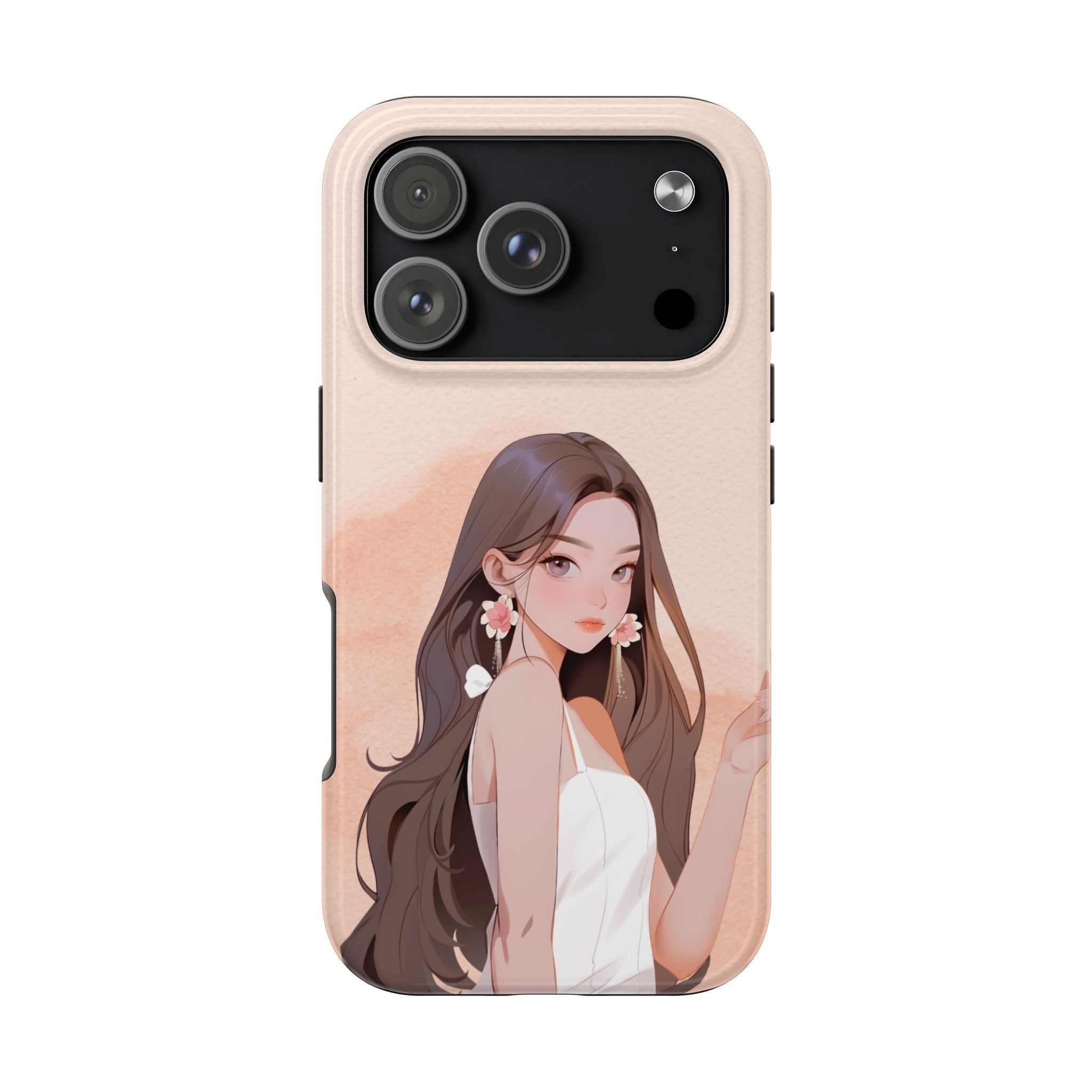 Tough Phone Case — Elegant Anime Girl Illustration, Protective Slim Phone Cover