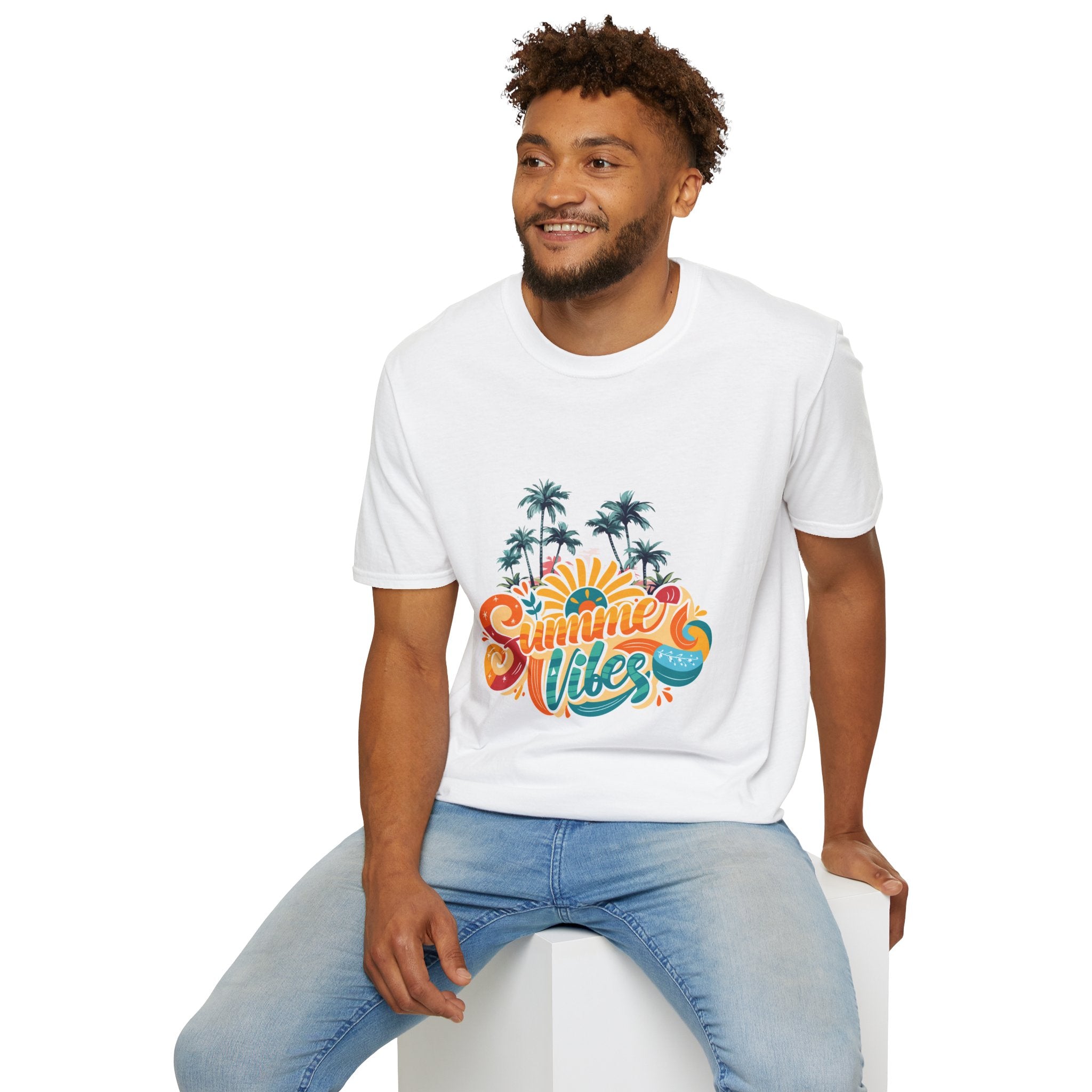 Summer Vibes T-Shirt — Retro Beach Palm Tree Graphic