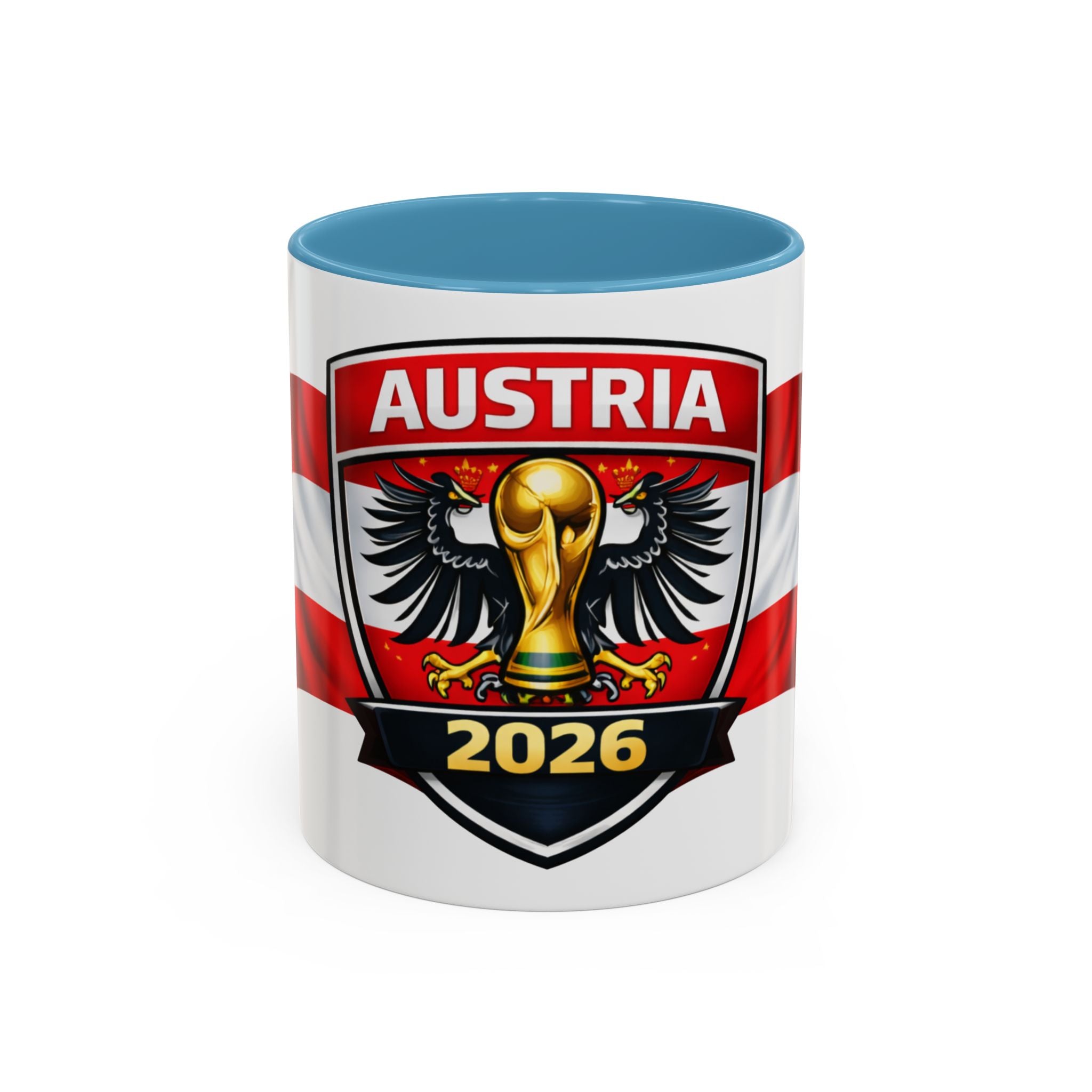 Austria 2026 Cup Coffee Mug – Austrian Flag & Trophy Accent Mug